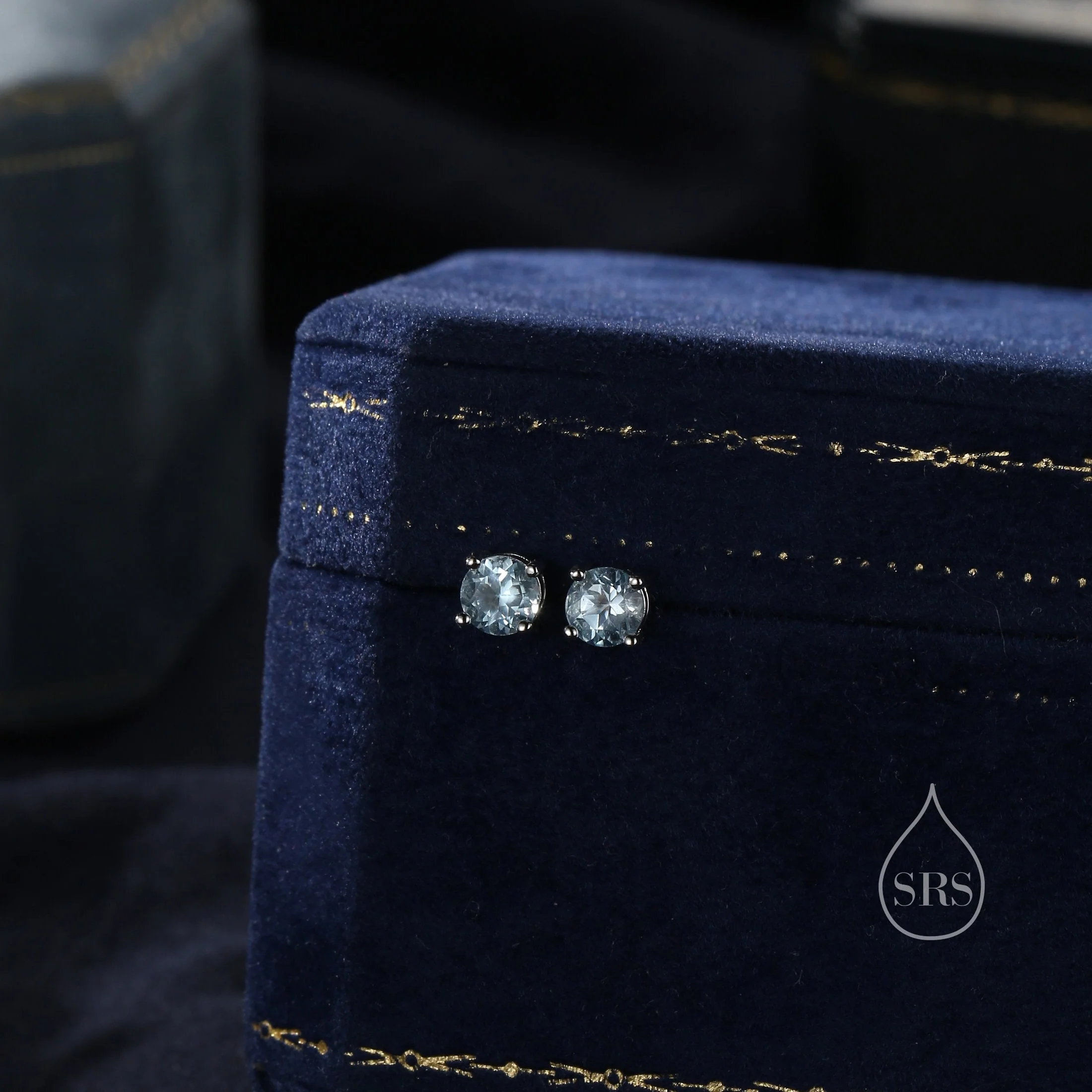Sterling Silver Natural Topaz Stud Earrings, 5mm Prong Set, Genuine Blue Topaz Gemstone Stud, Minimalist Style, - Image 3