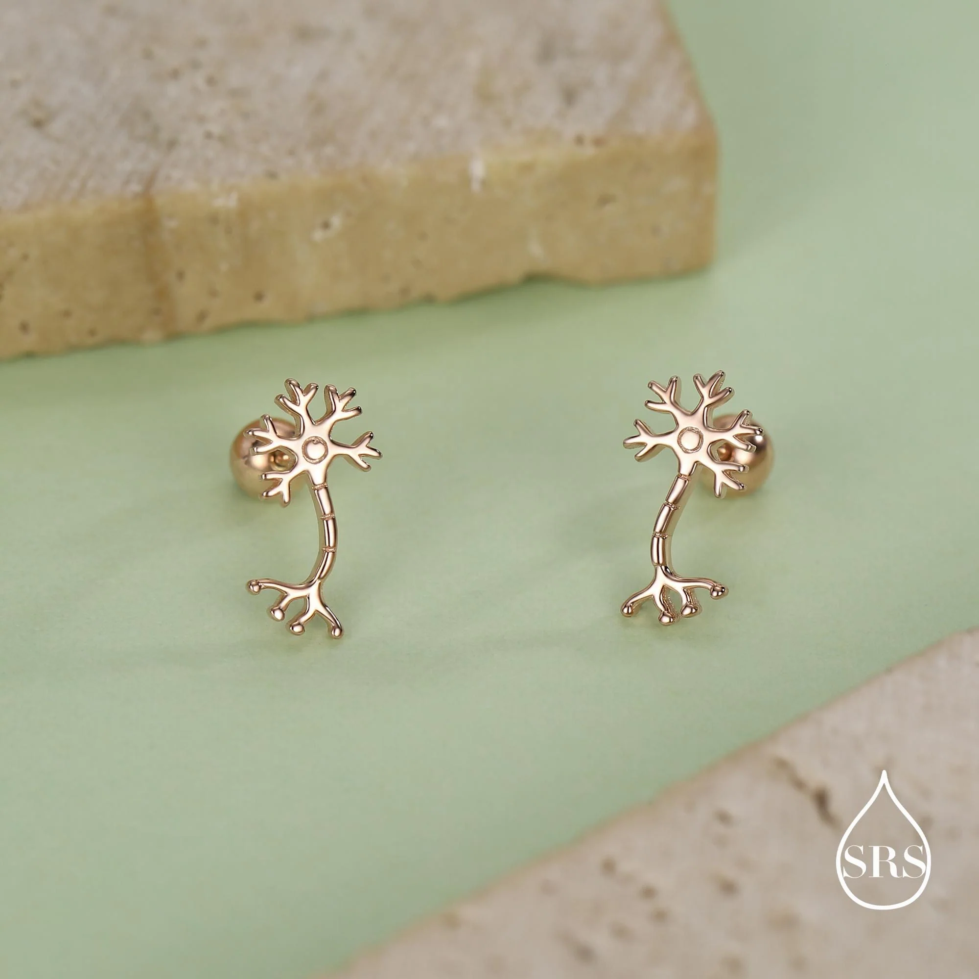 Sterling Silver Neuron 18G Screw Back Stud Earrings - Image 7