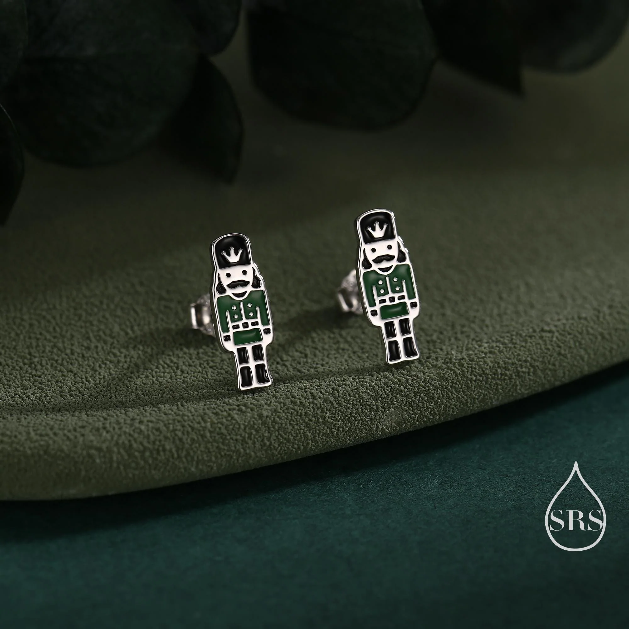 Sterling Silver Nutcracker Stud Earrings - Silver or Gold Finish - Enamel Nutcracker Style Earrings - Image 3