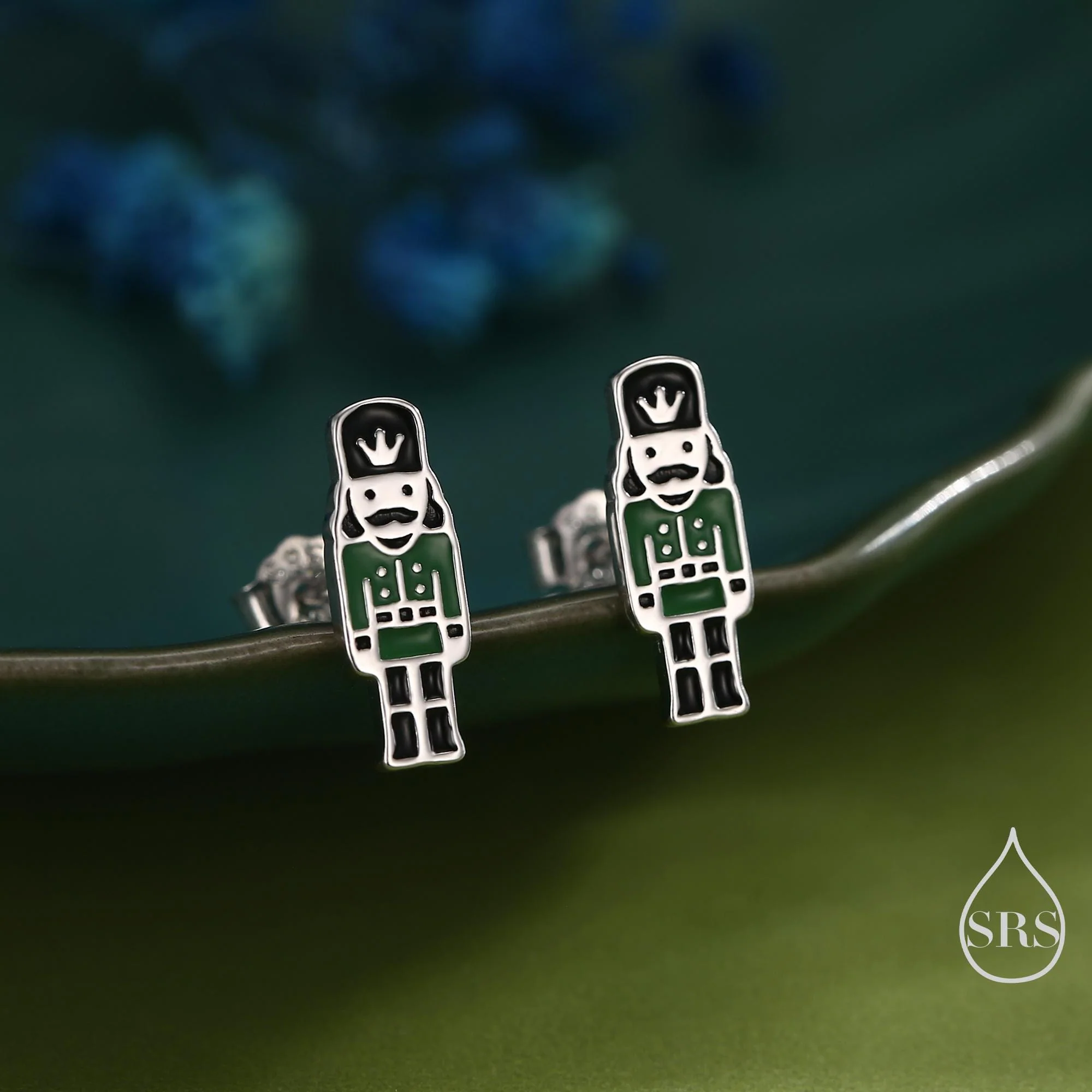 Sterling Silver Nutcracker Stud Earrings - Two Styles - Silver or Gold Finish - Enamel Nutcracker Style Earrings - Image 5