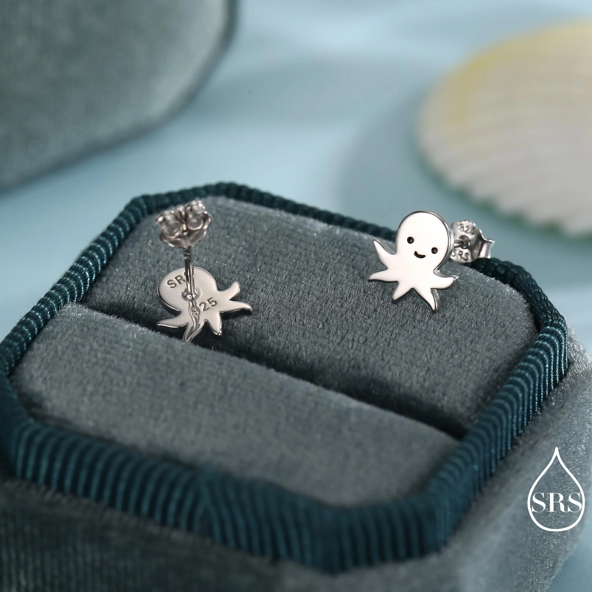 Sterling Silver Octopus Stud Earrings – Cute Sea Creature Jewellery, Minimal Ocean Gift – Silver, Gold or Rose Gold Finish - Image 3
