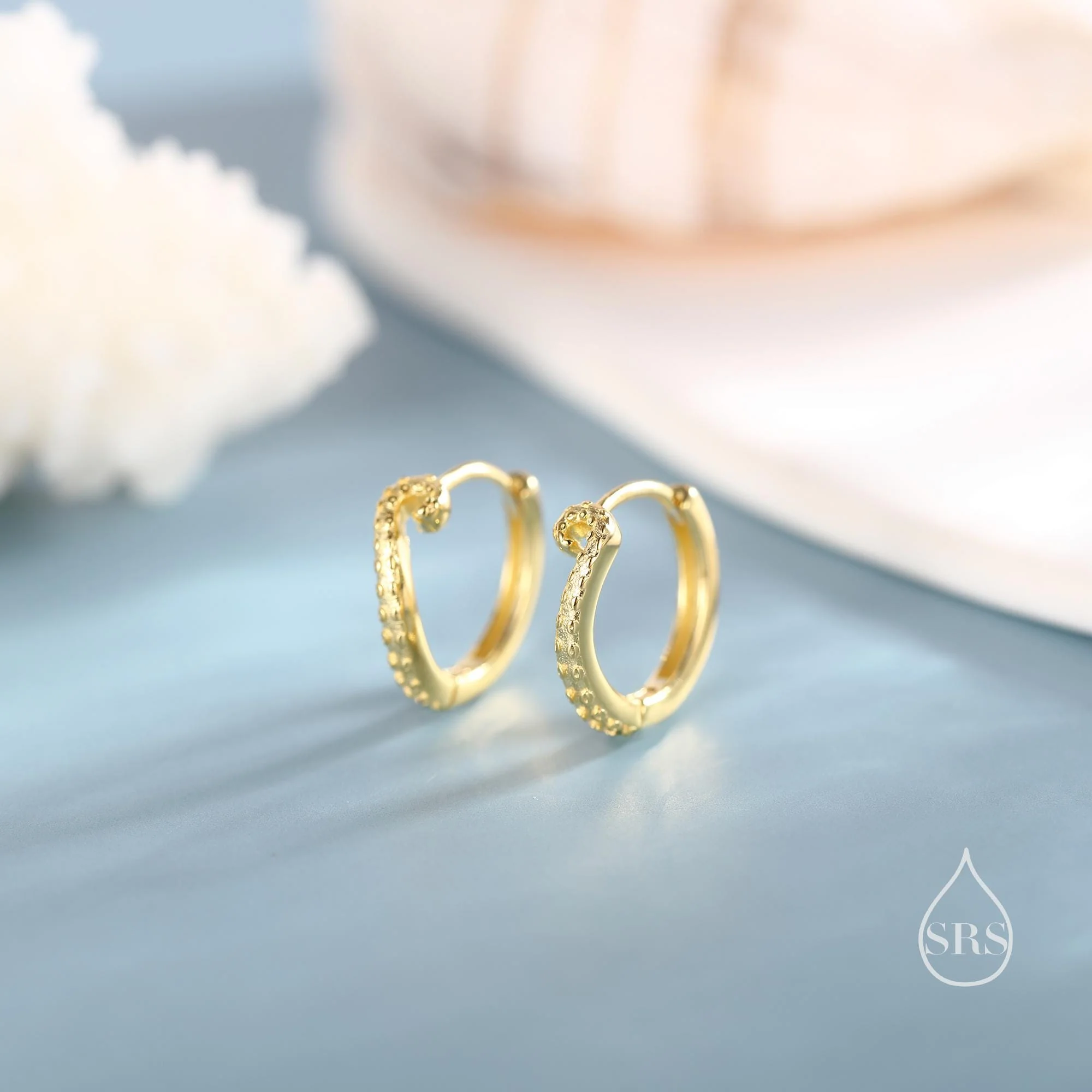 Sterling Silver Octopus Tentacles Hoop Earrings, Silver, Gold or Rose Gold, Single Octopus Hoop Earrings, Squid Tentacle Hoops - Image 4