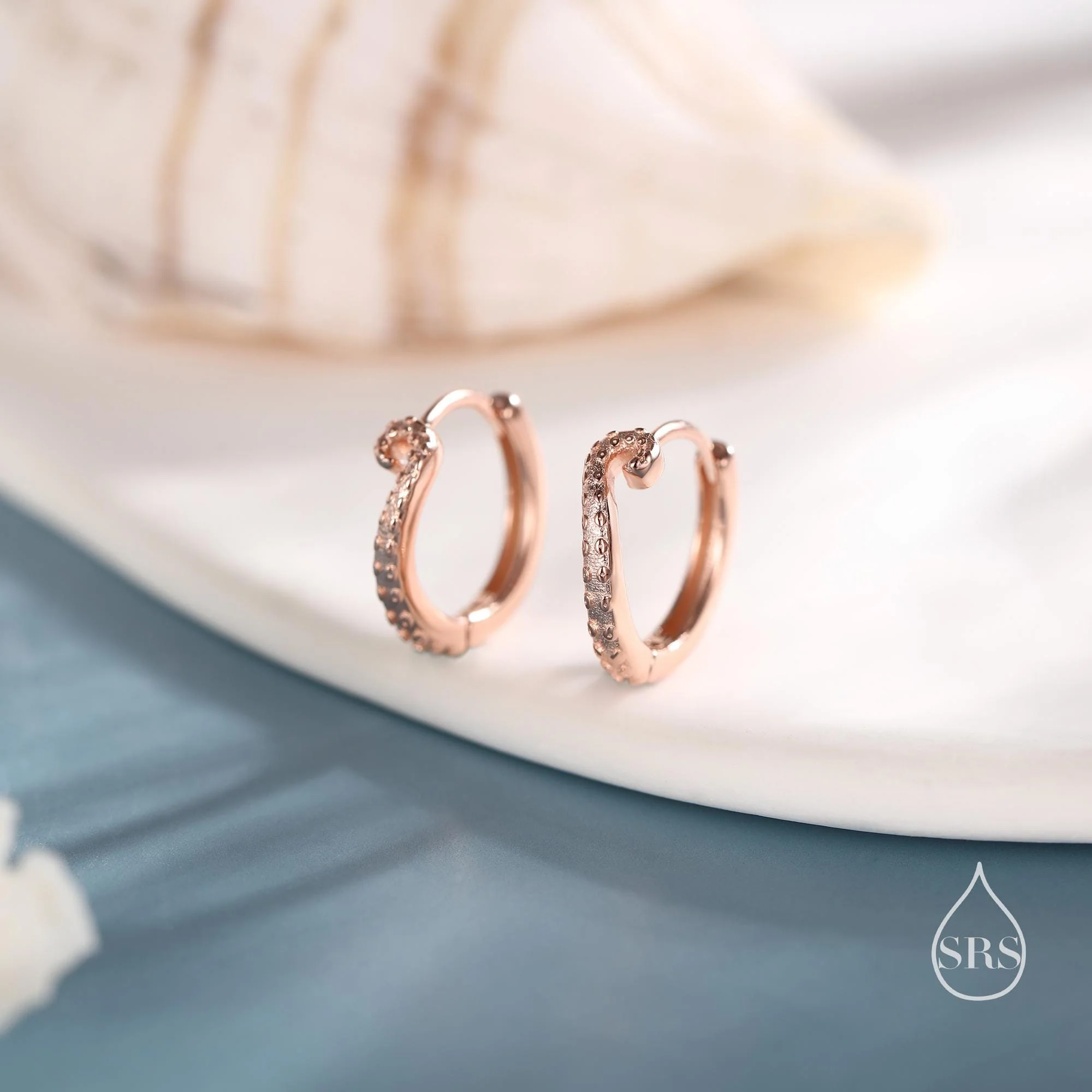 Sterling Silver Octopus Tentacles Hoop Earrings, Silver, Gold or Rose Gold, Single Octopus Hoop Earrings, Squid Tentacle Hoops - Image 5