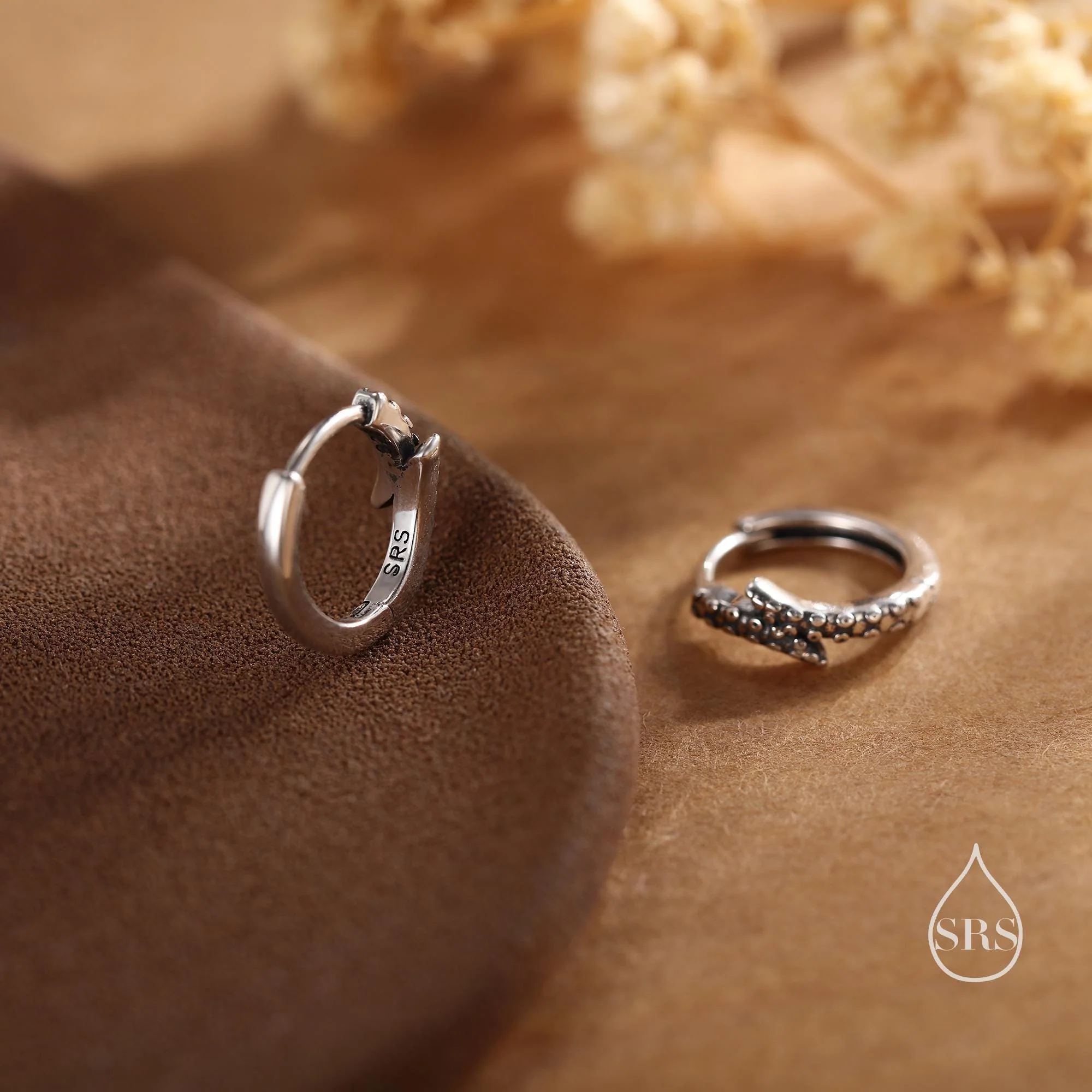 Sterling Silver Octopus Tentacles Huggie Hoop Earrings, Silver, Gold or Rose Gold, Octopus Hoop Earrings, Squid Tentacle Hoops - Image 3