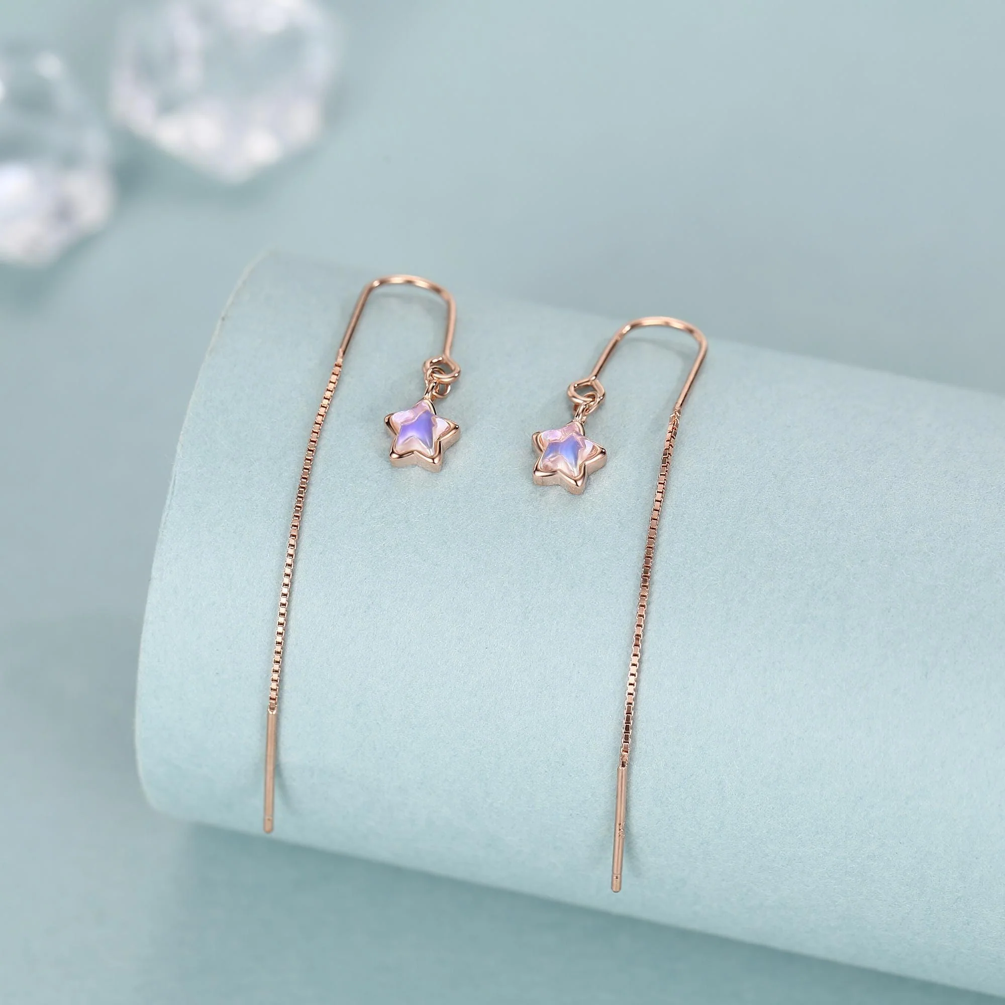 Sterling Silver Opalite Star Threader Earrings - Image 4