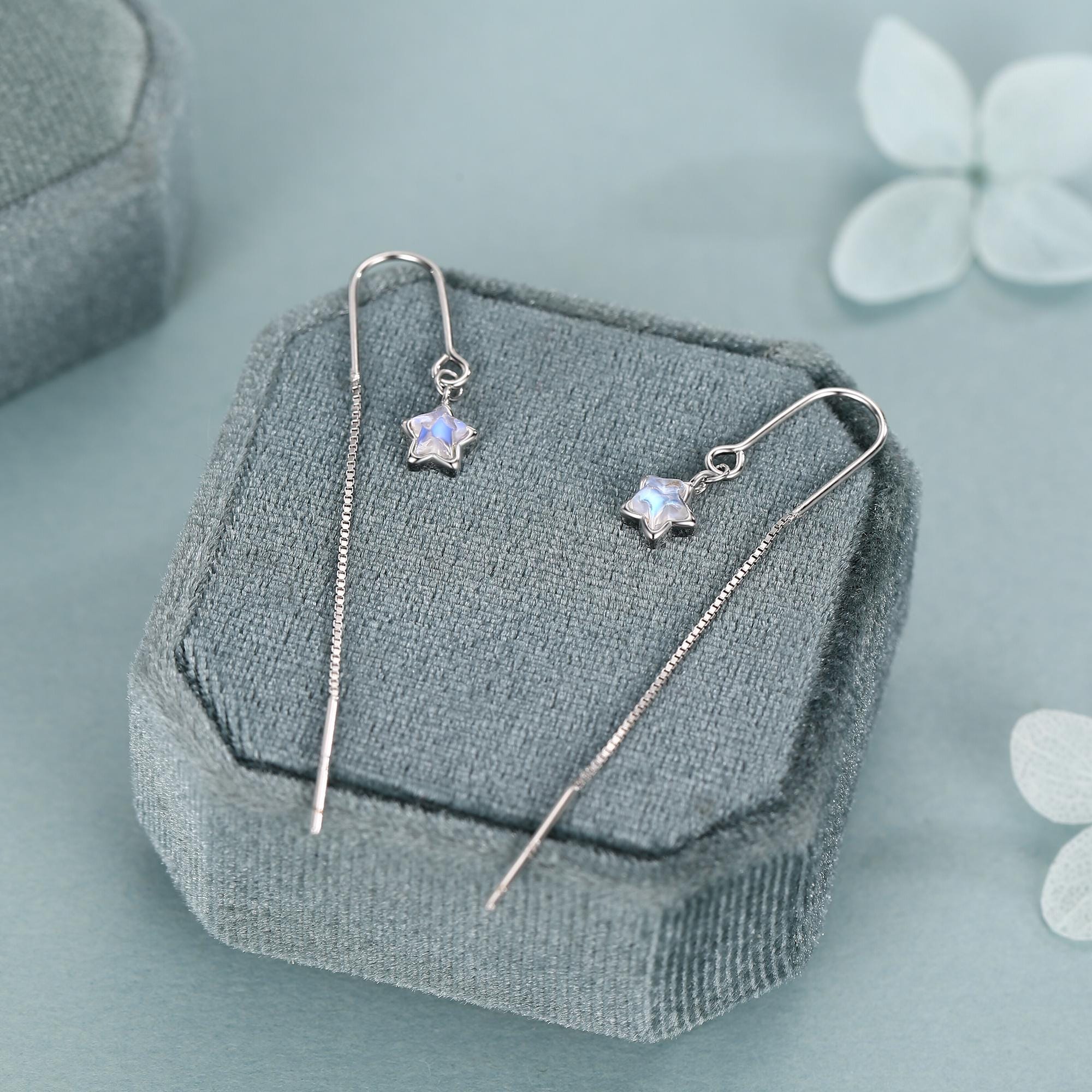 Sterling Silver Opalite Star Threader Earrings - Image 5