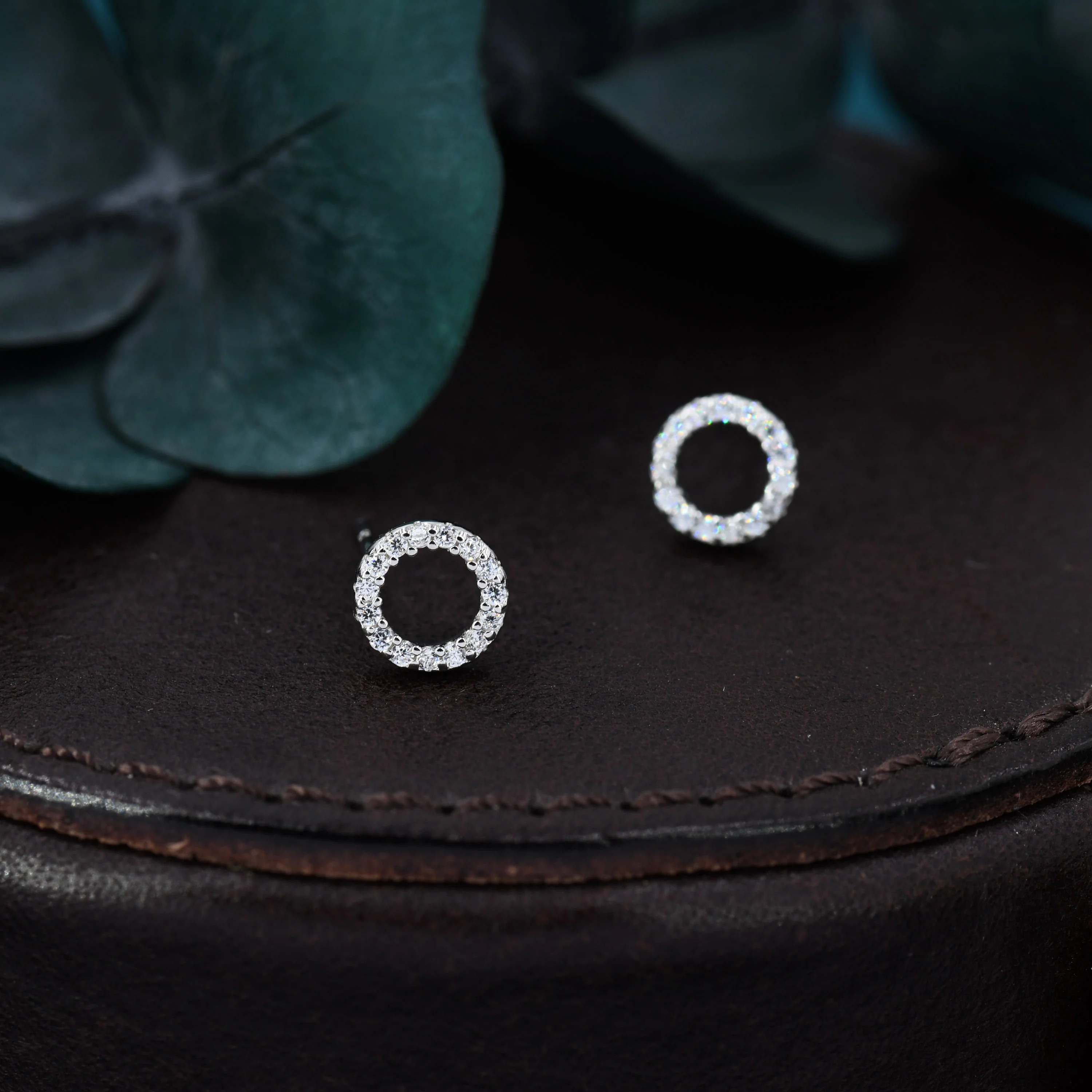 Sterling Silver Open Circle Stud Earrings with CZ Crystals, Symbol for Eternity Infinity and Possibility, Modern Contemporary Design - Image 3