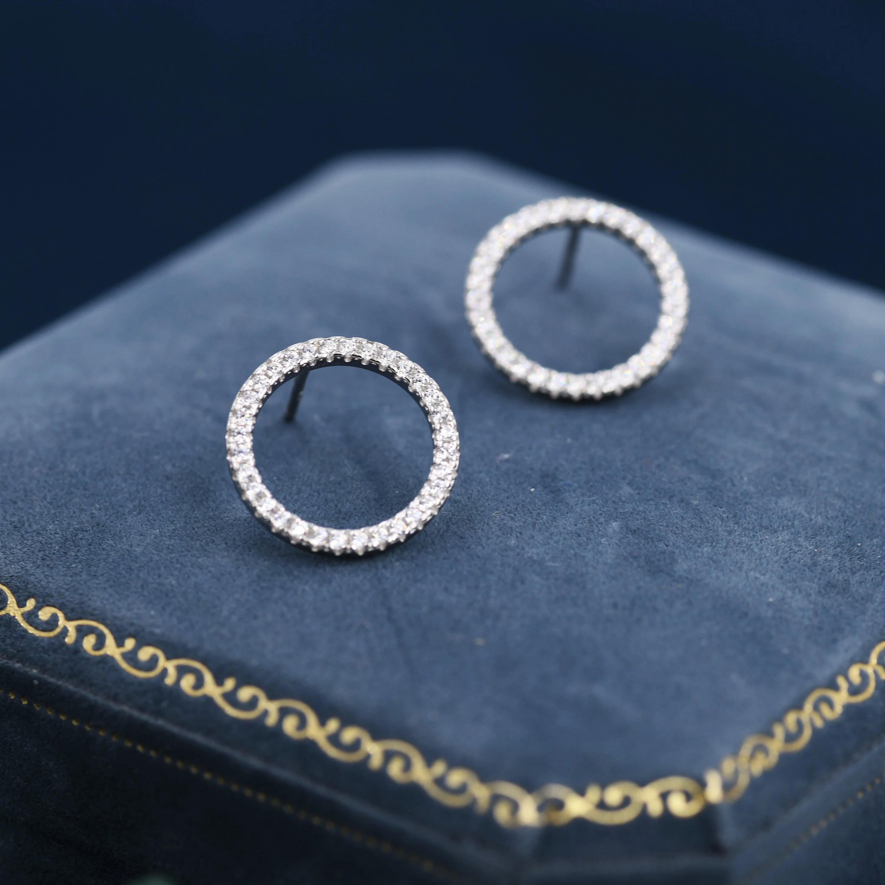 Sterling Silver Open Circle Stud Earrings with CZ Crystals, Symbol for Eternity Infinity and Possibility, Modern Contemporary Design - Image 7