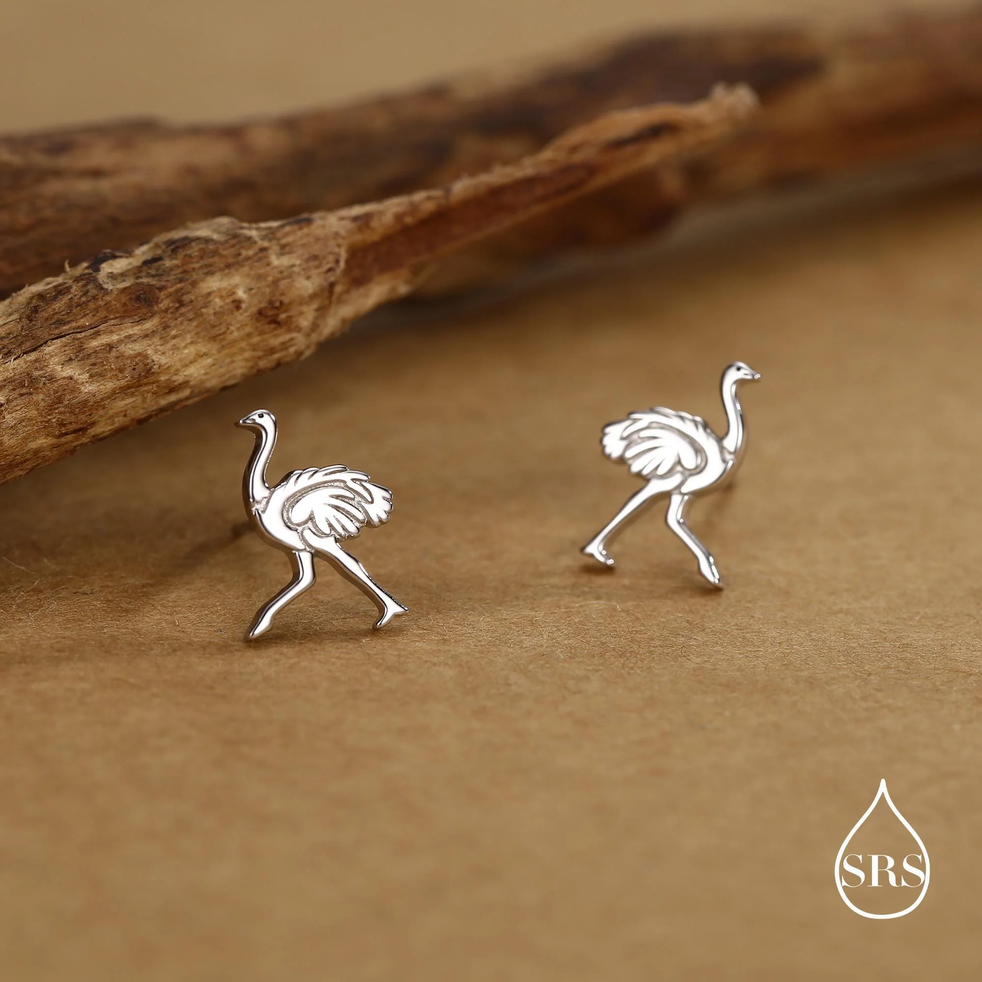 Sterling Silver Ostrich Stud Earrings - Image 6