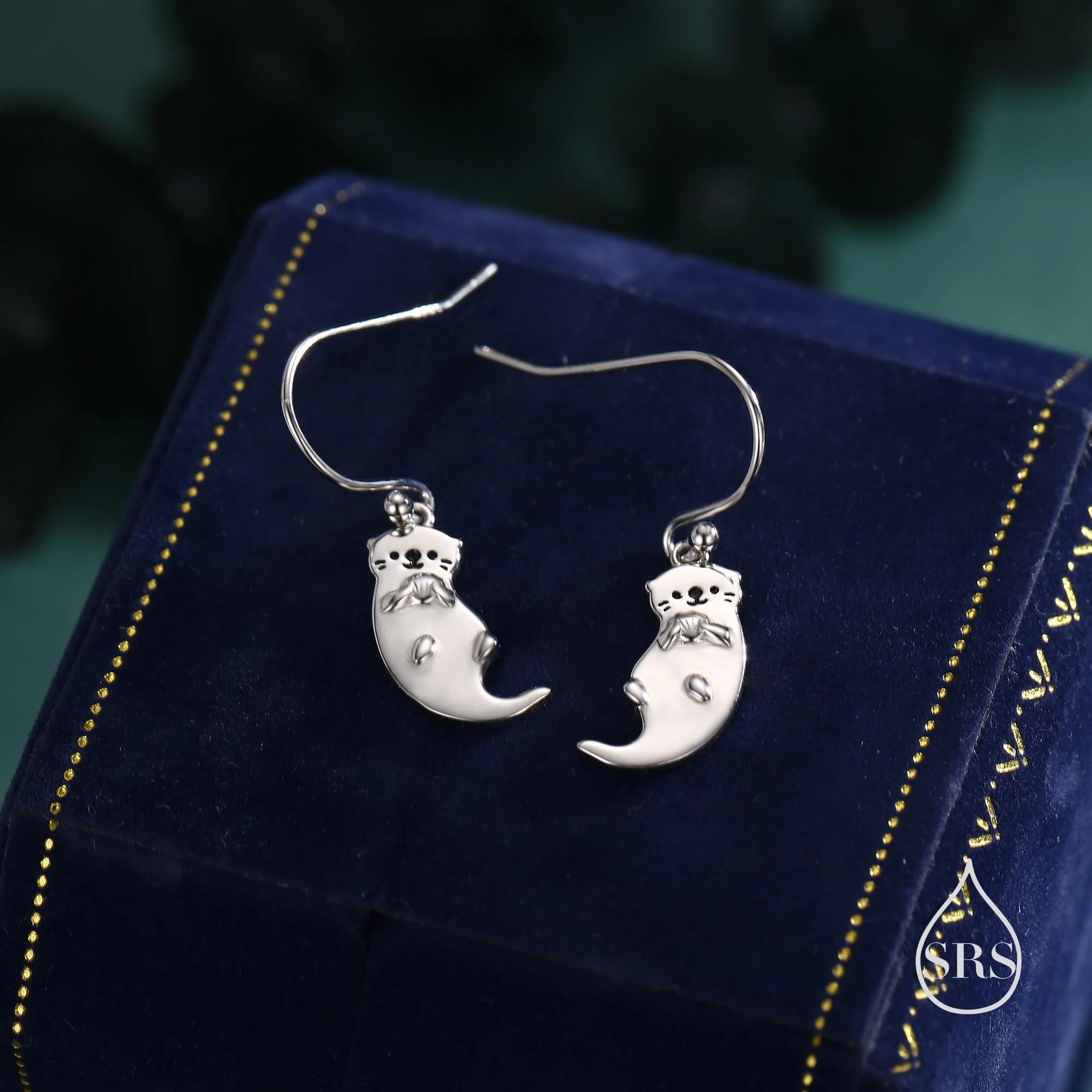 Sterling Silver Otter Drop Earrings, Silver or Gold or Rose Gold, Otter Hook Earrings, Dangle Earrings, Nature Inspired Animal Earrings - Image 4