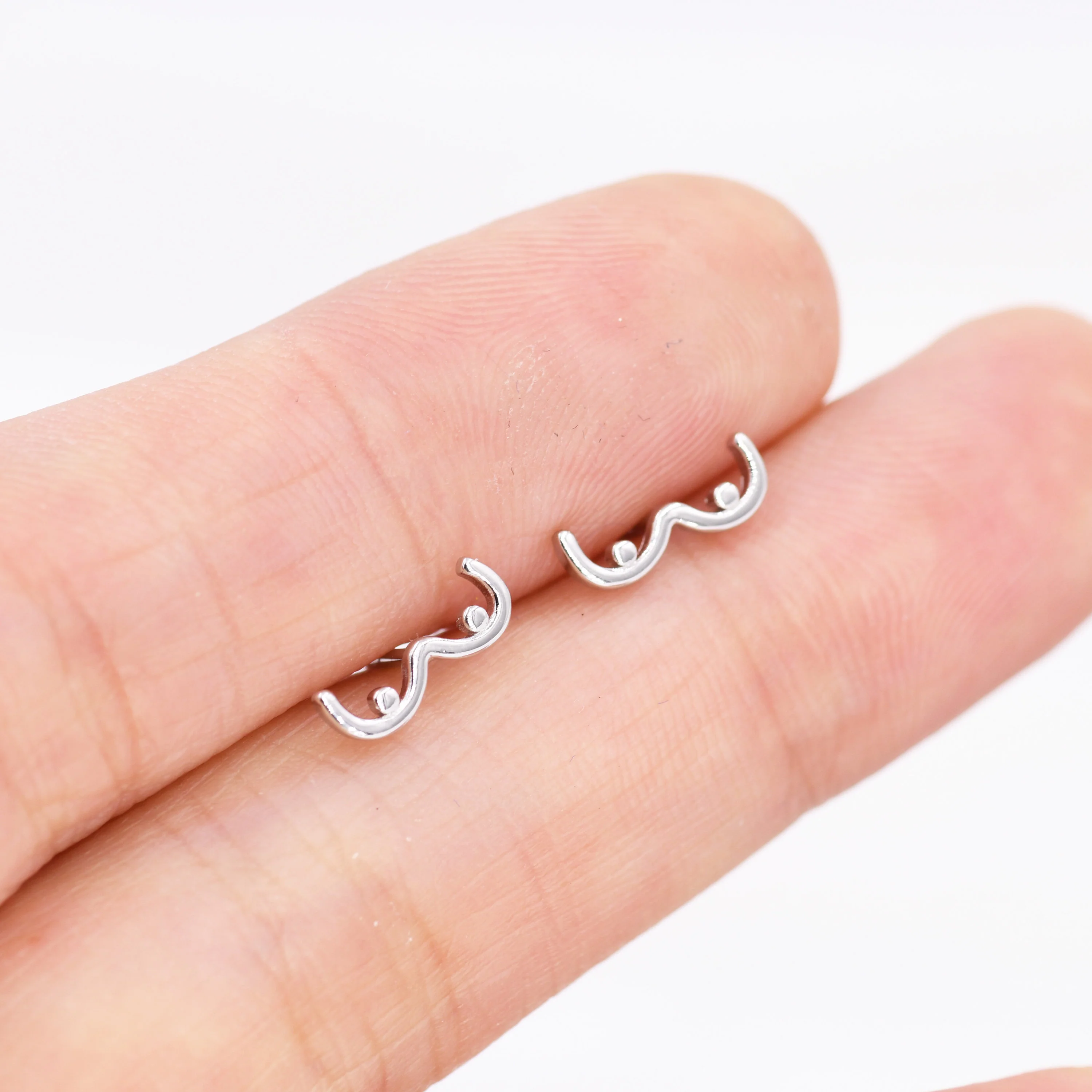 Sterling Silver Boob Stud Earrings and Pendant Necklace, Silver or Gold, Breast Pendant, Feminist Jewellery, Gift set - Image 10