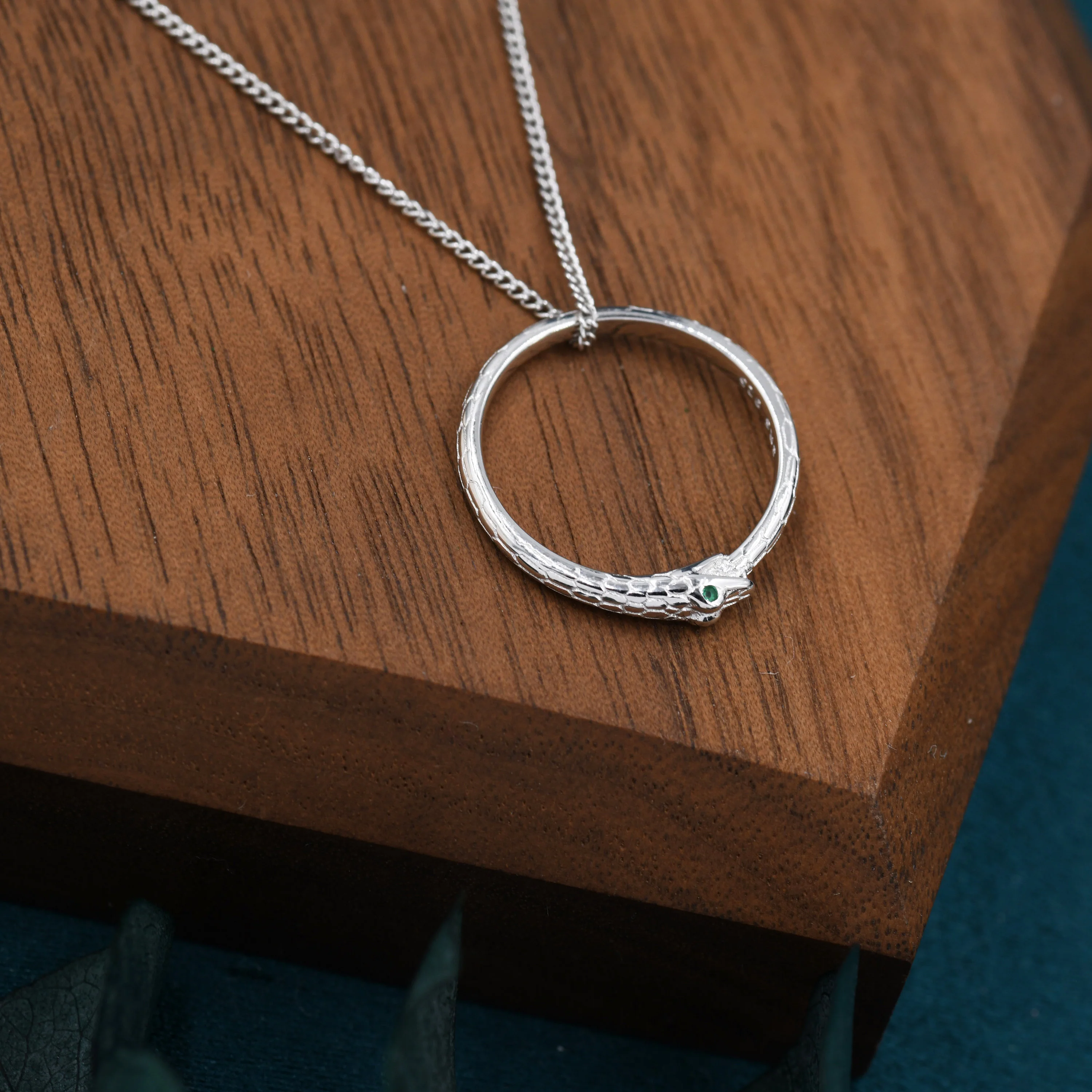 Sterling Silver Ouroboros Snake Ring Pendant Necklace, Eternity Ring in Sterling Silver with a Chain, Snake Necklace, Small Snake Necklace - Image 3