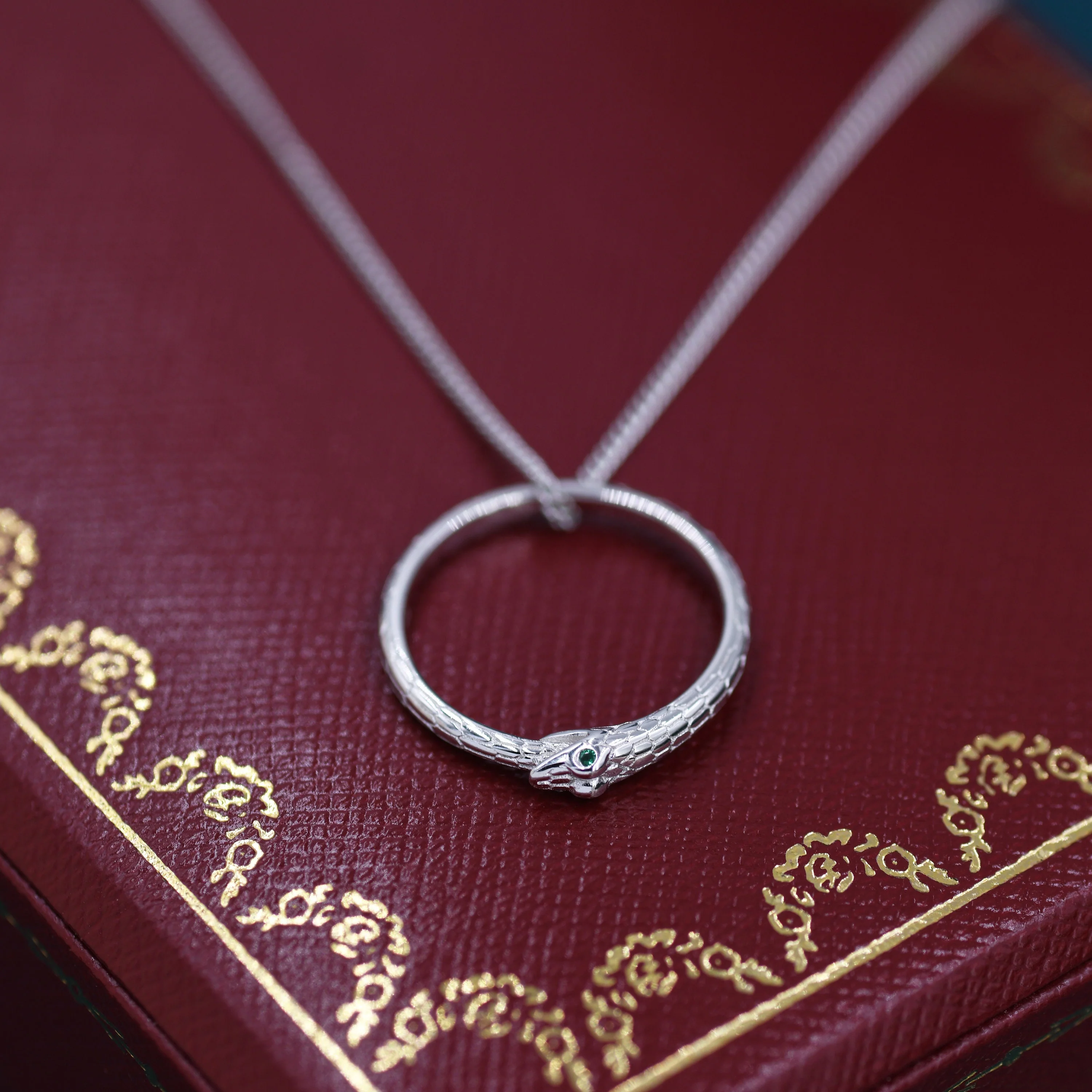 Sterling Silver Ouroboros Snake Ring Pendant Necklace, Eternity Ring in Sterling Silver with a Chain, Snake Necklace, Small Snake Necklace - Image 6