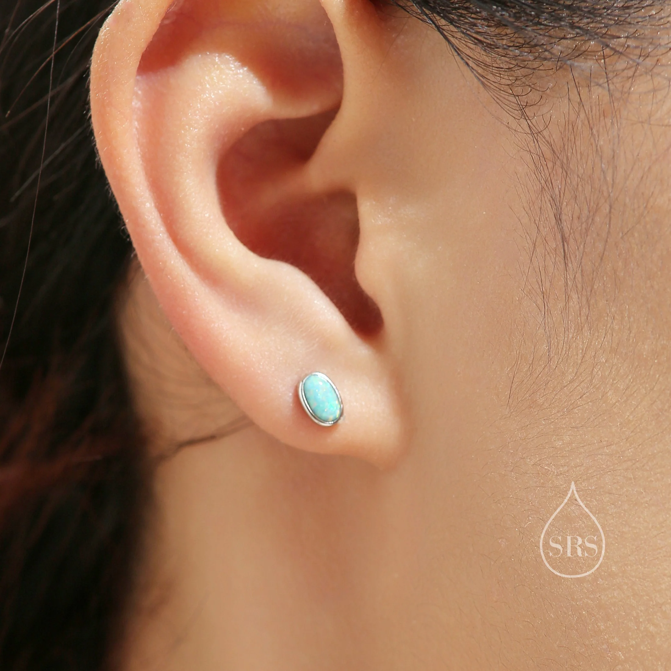 Sterling Silver Oval Opal Stud Earrings, Silver or Gold, White Opal or Green Opal, Opal Earrings, Minimalist Opal Earrings - Image 8