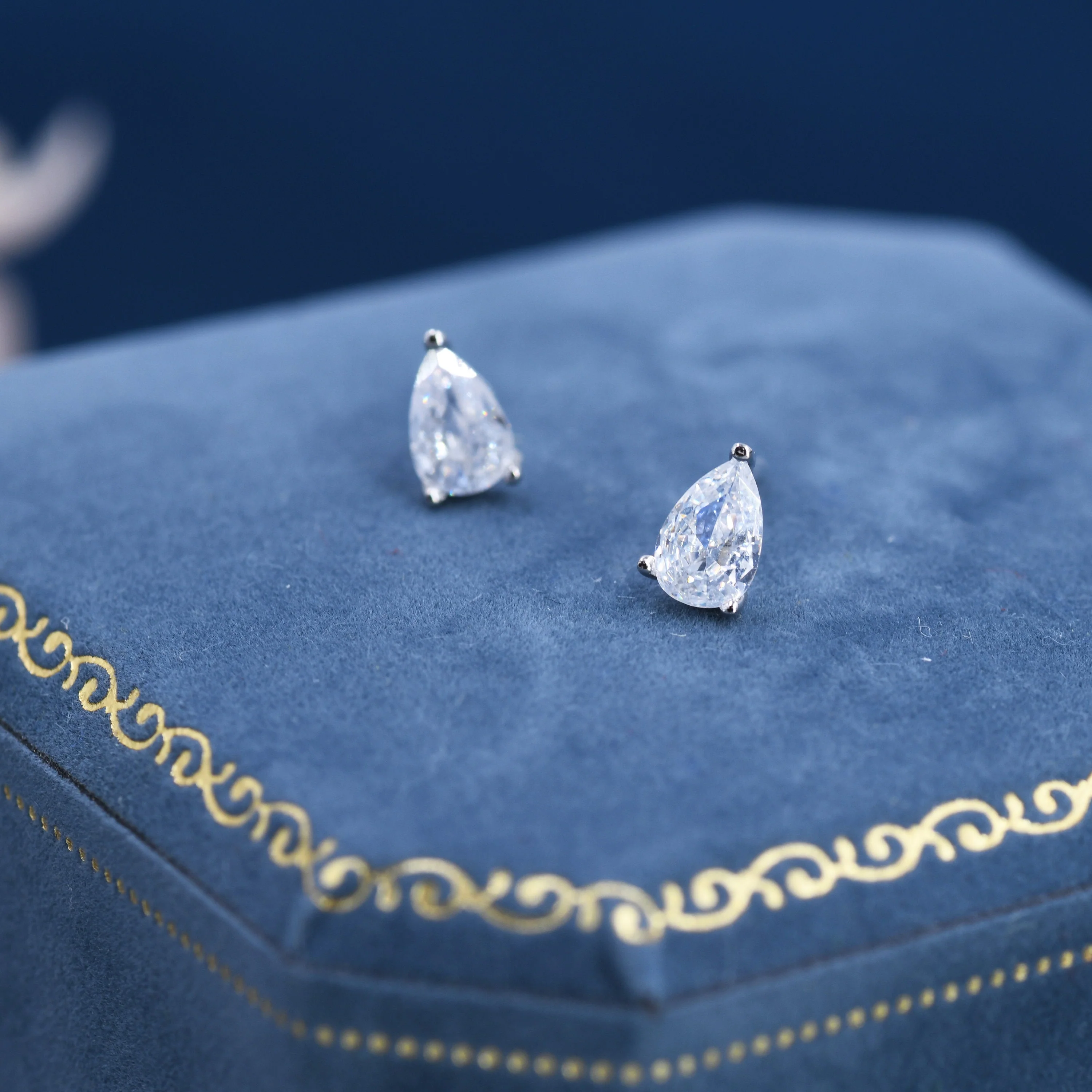 Sterling Silver Pear Cut CZ Earrings, Droplet Diamond Earrings, April Birthstone CZ Earrings, Silver, Gold or Rose Gold - Image 3