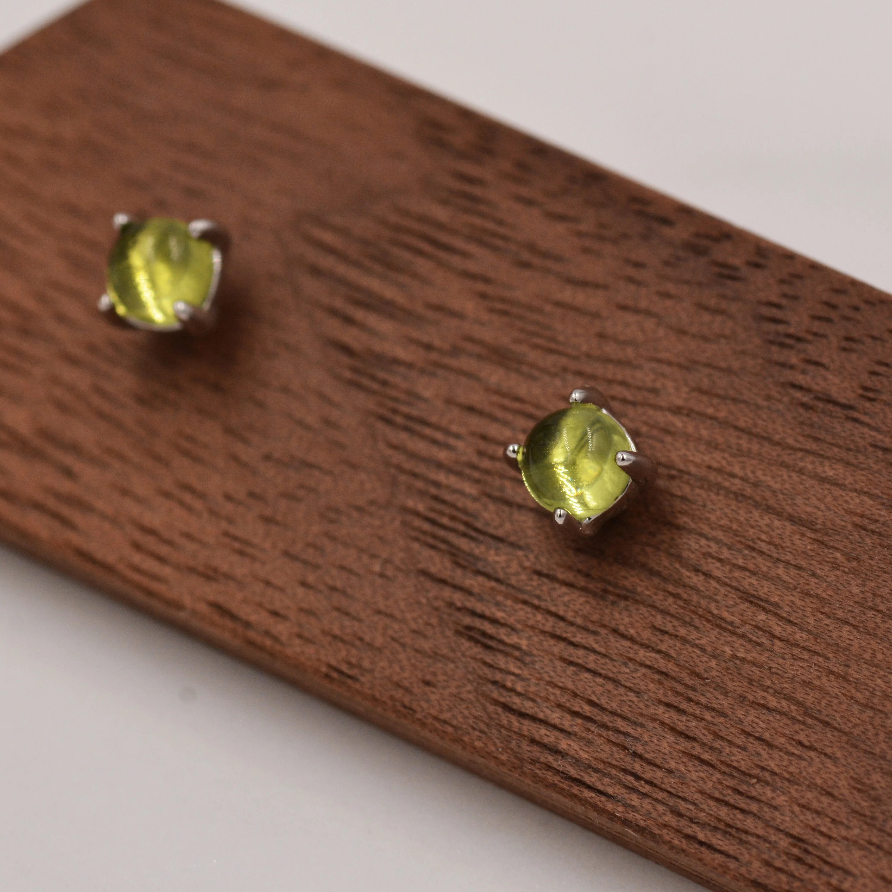 Sterling Silver Peridot Tiny Stud Earrings, Genuine Peridot Stud, Natural Semi-Precious Gemstones, Minimalist and Discreet - Image 8