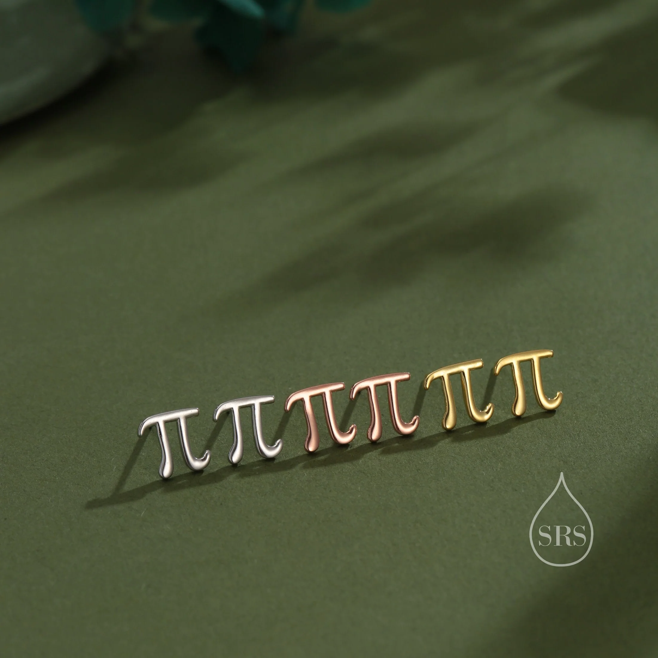 Sterling Silver Pi Stud Earrings - Mathematical Earrings, Silver, Gold or Rose Gold, Math, Geeky, Fun, Cute Fun, Whimsical - Image 6