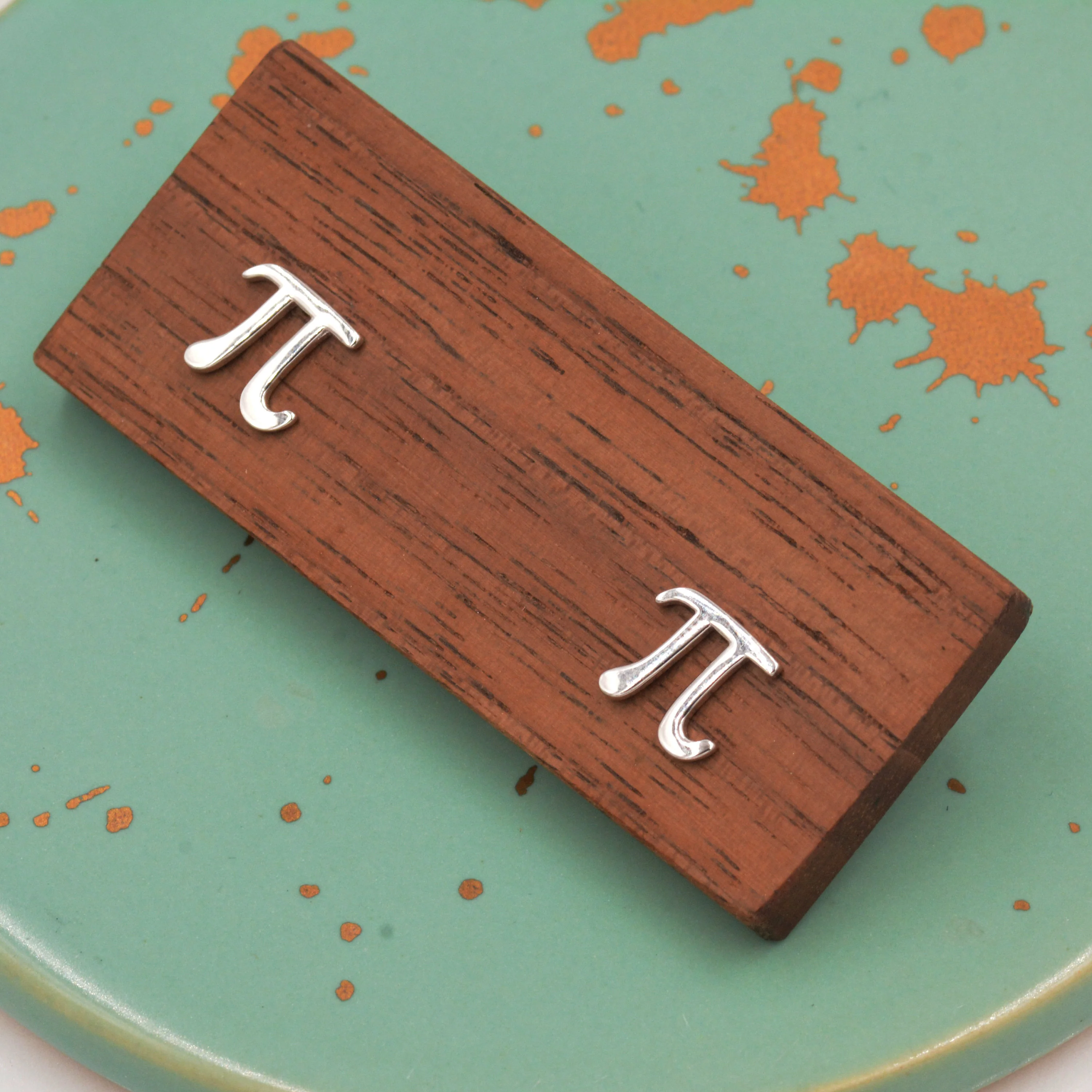 Sterling Silver Pi Stud Earrings - Mathematical Earrings, Silver, Gold or Rose Gold, Math, Geeky, Fun, Cute Fun, Whimsical - Image 8