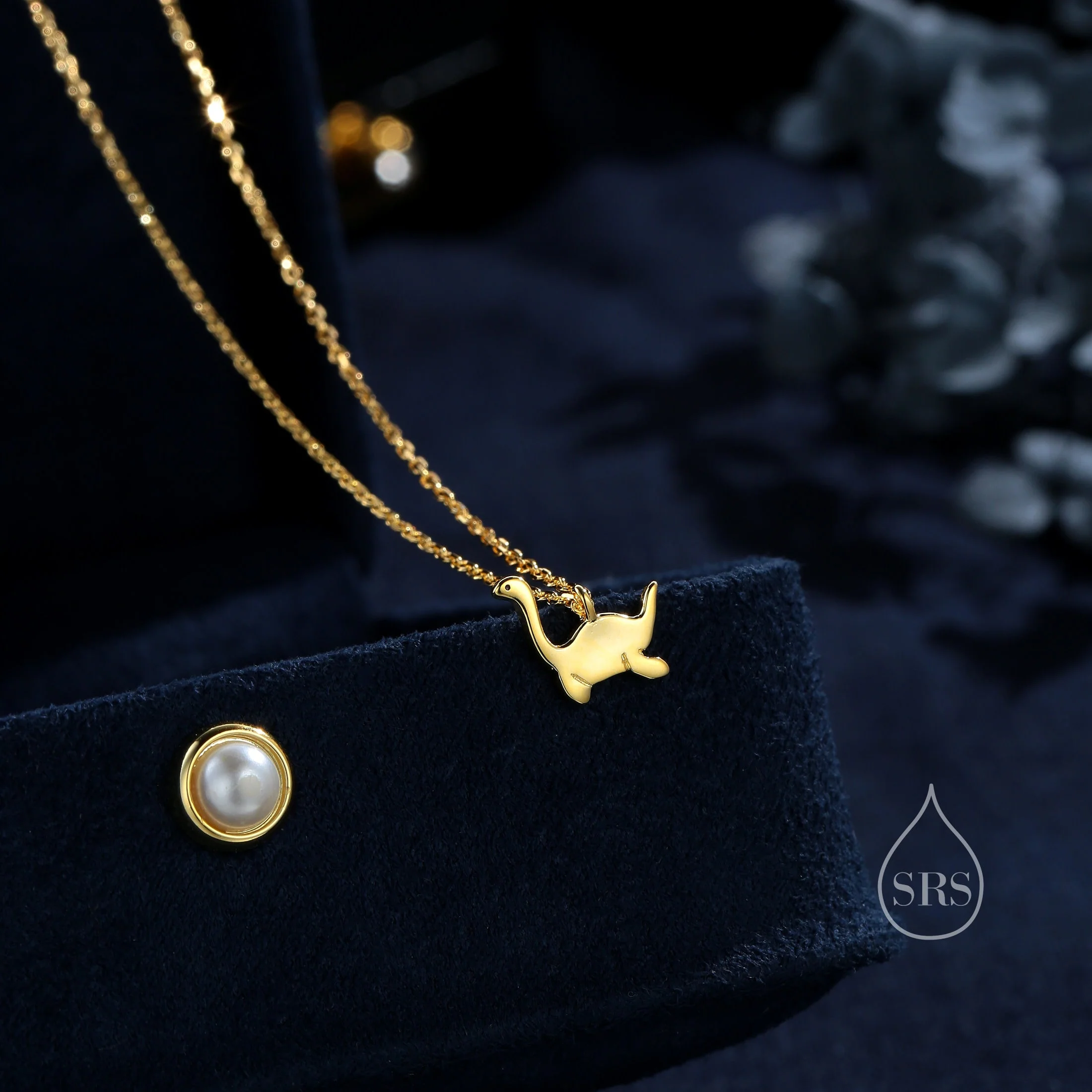 Sterling Silver Plesiosaurus Dinosaur Plesiosaur Pendant Necklace, Silver or gold or Rose Gold, Loch Ness Monster Earrings, Nessie Earrings - Image 3