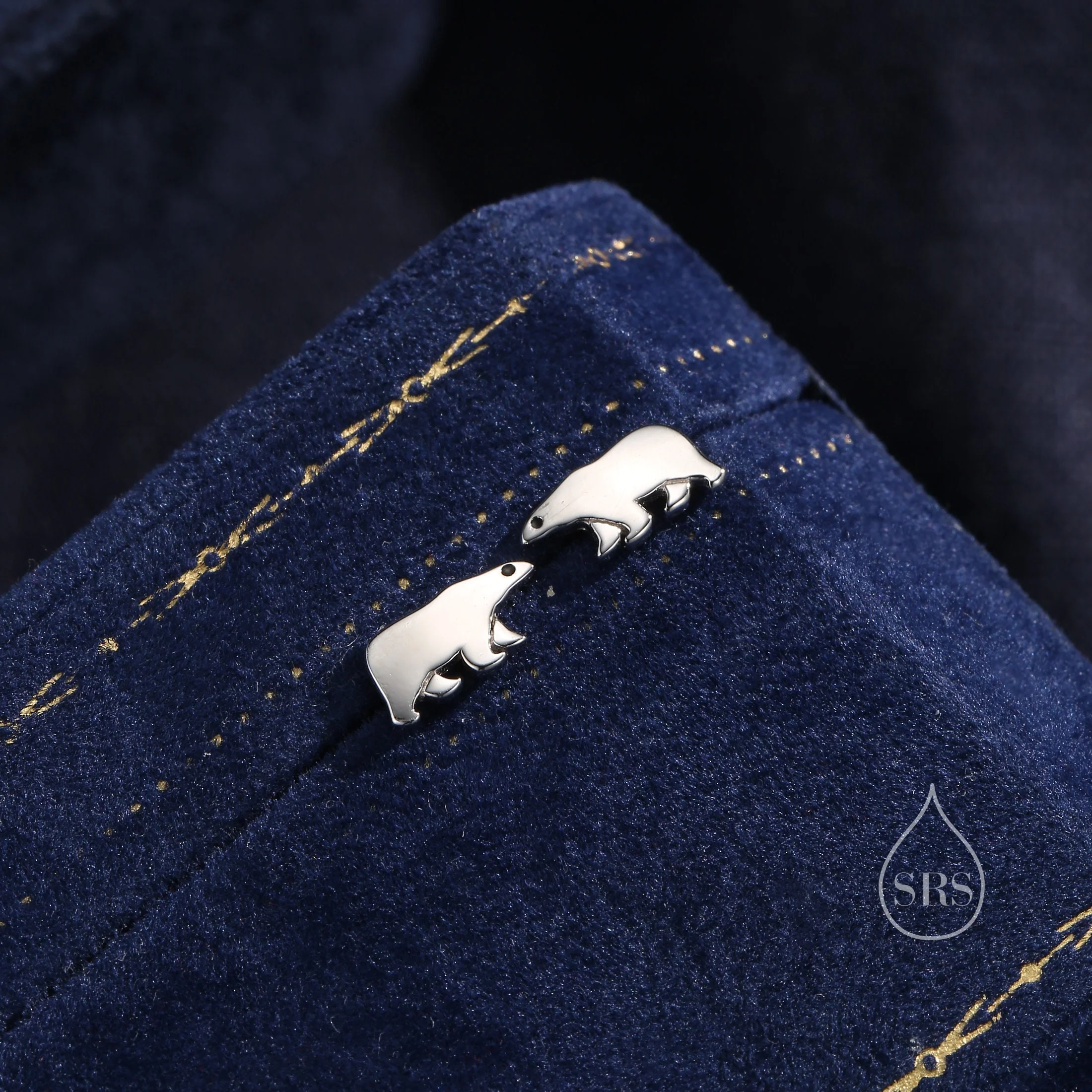 Sterling Silver Polar Bear Stud Earrings, Animal Earrings, Cute and Quirky - Image 4