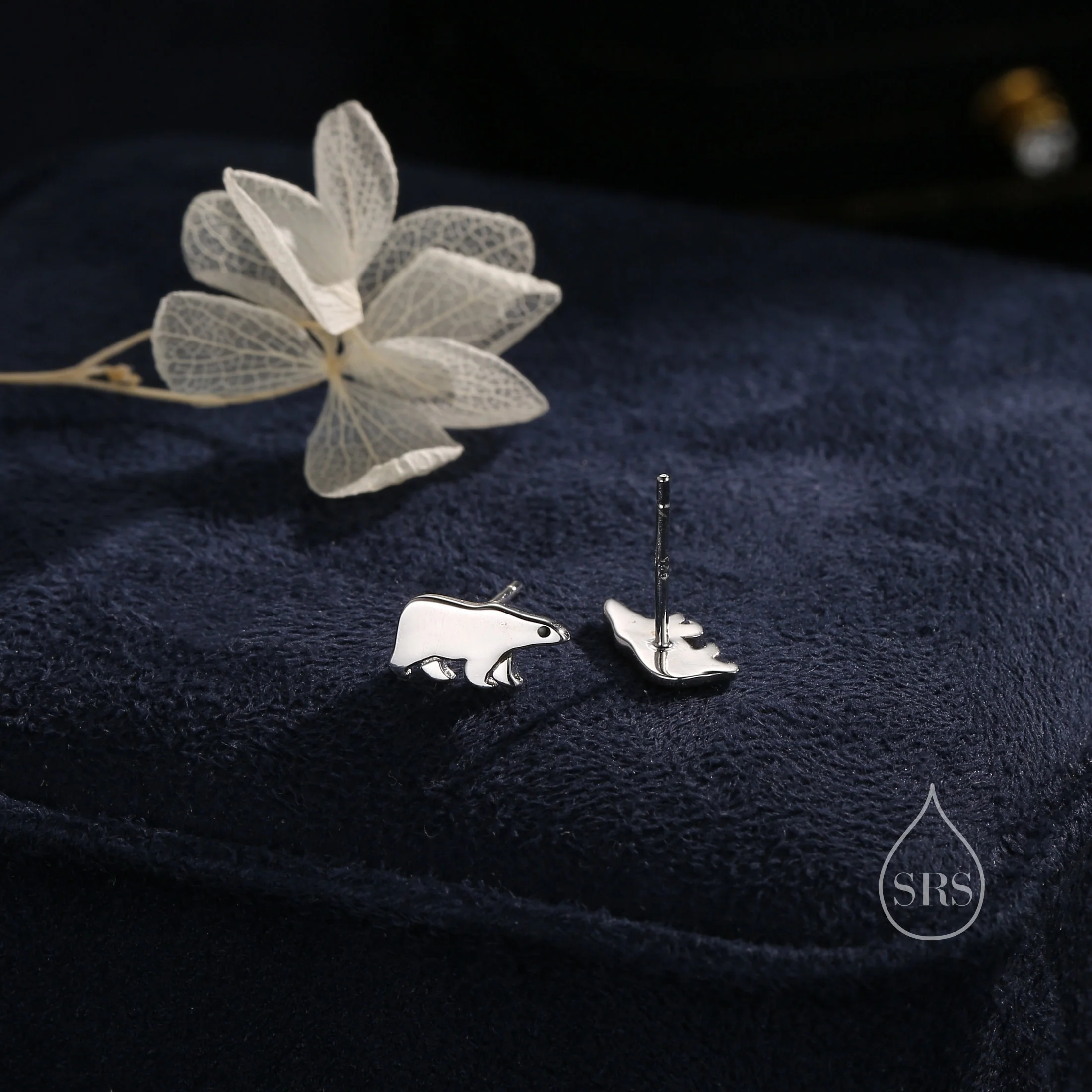 Sterling Silver Polar Bear Stud Earrings, Animal Earrings, Cute and Quirky - Image 7