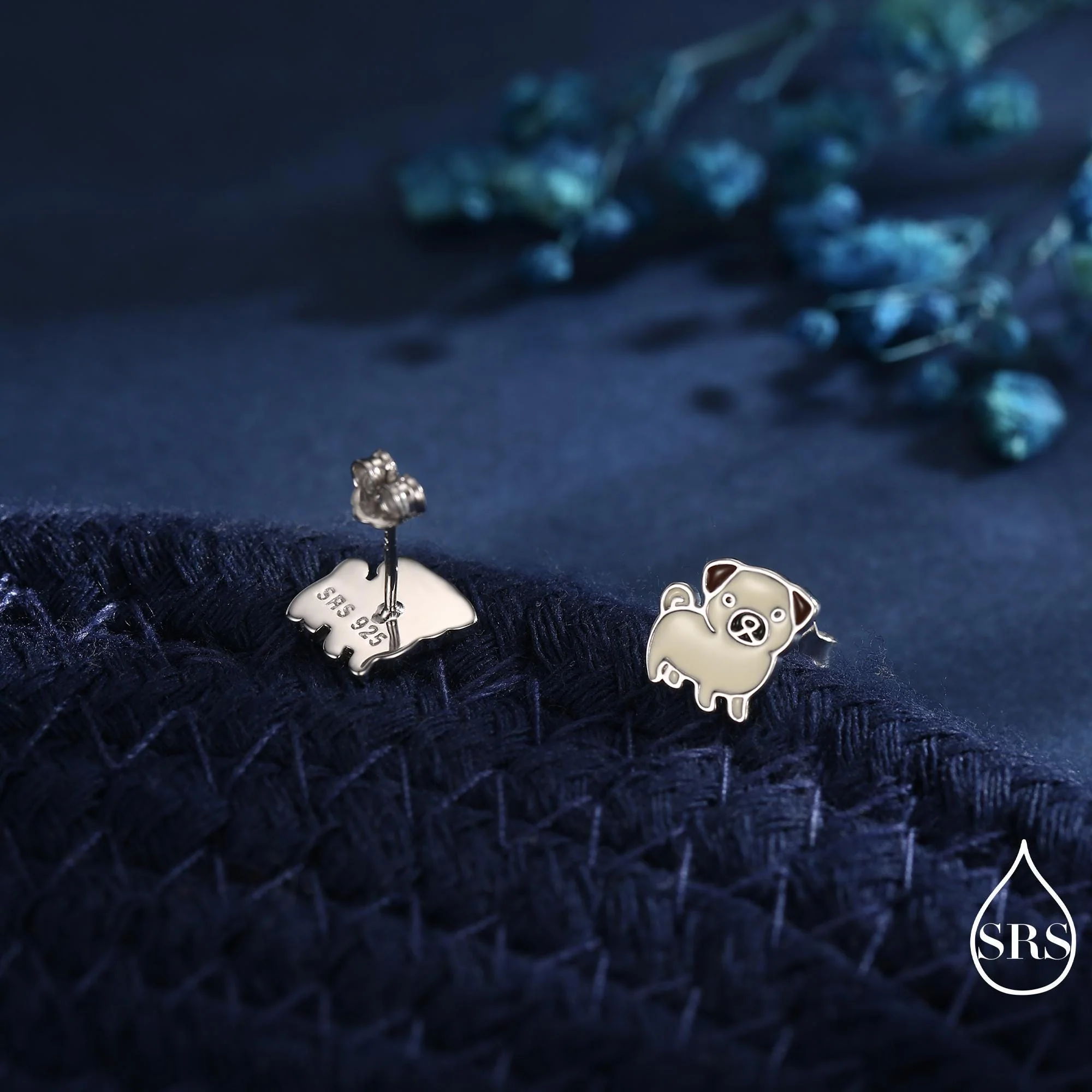 Sterling Silver Pug Stud Earrings – Cute Dog Jewellery - Enamel Puppy Earrings - Silver or Gold or Rose Gold Finish - Image 3