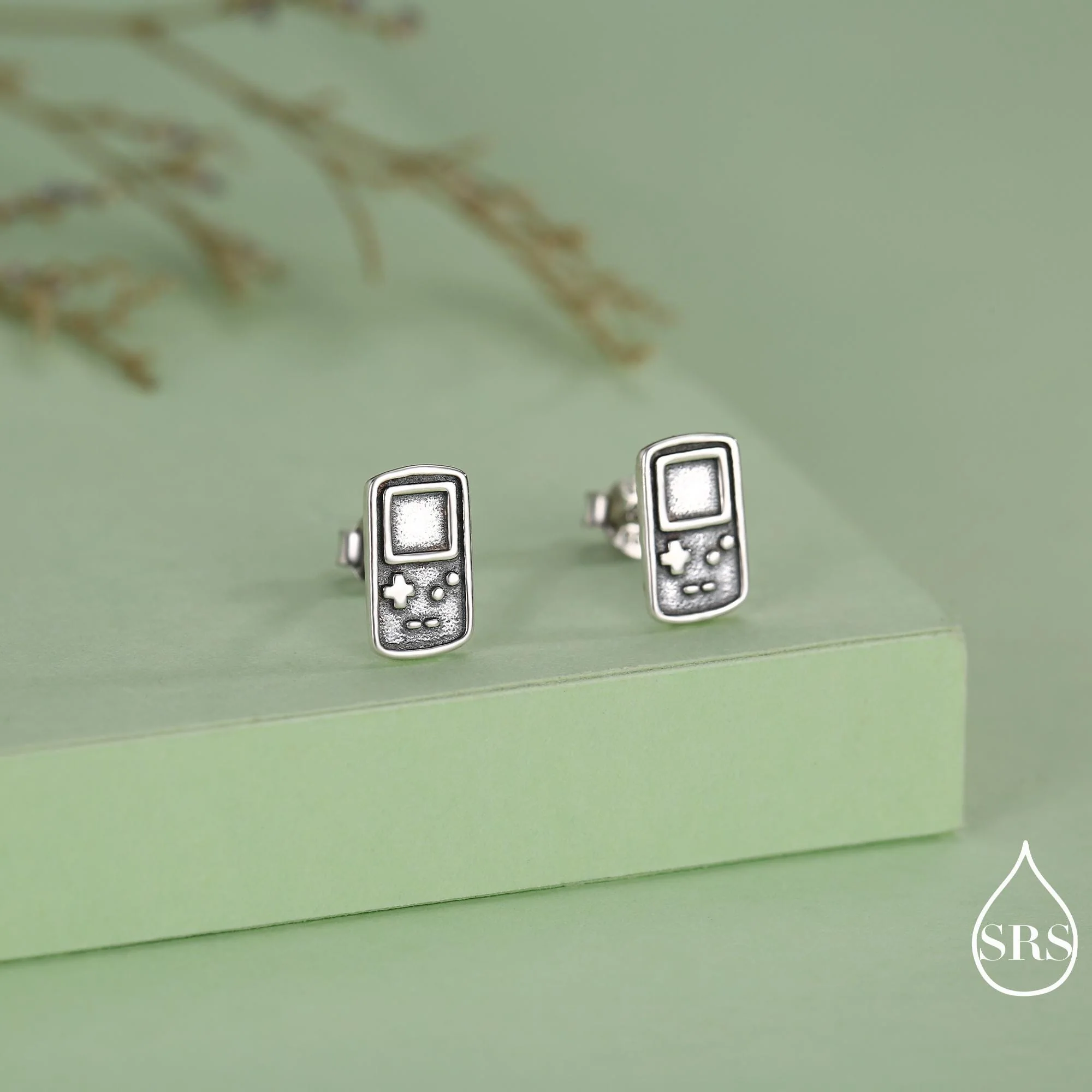 Sterling Silver Retro Game Console Stud Earrings, 90s Nostalgic Jewellery, Silver, Gold or Rose Gold Finish
