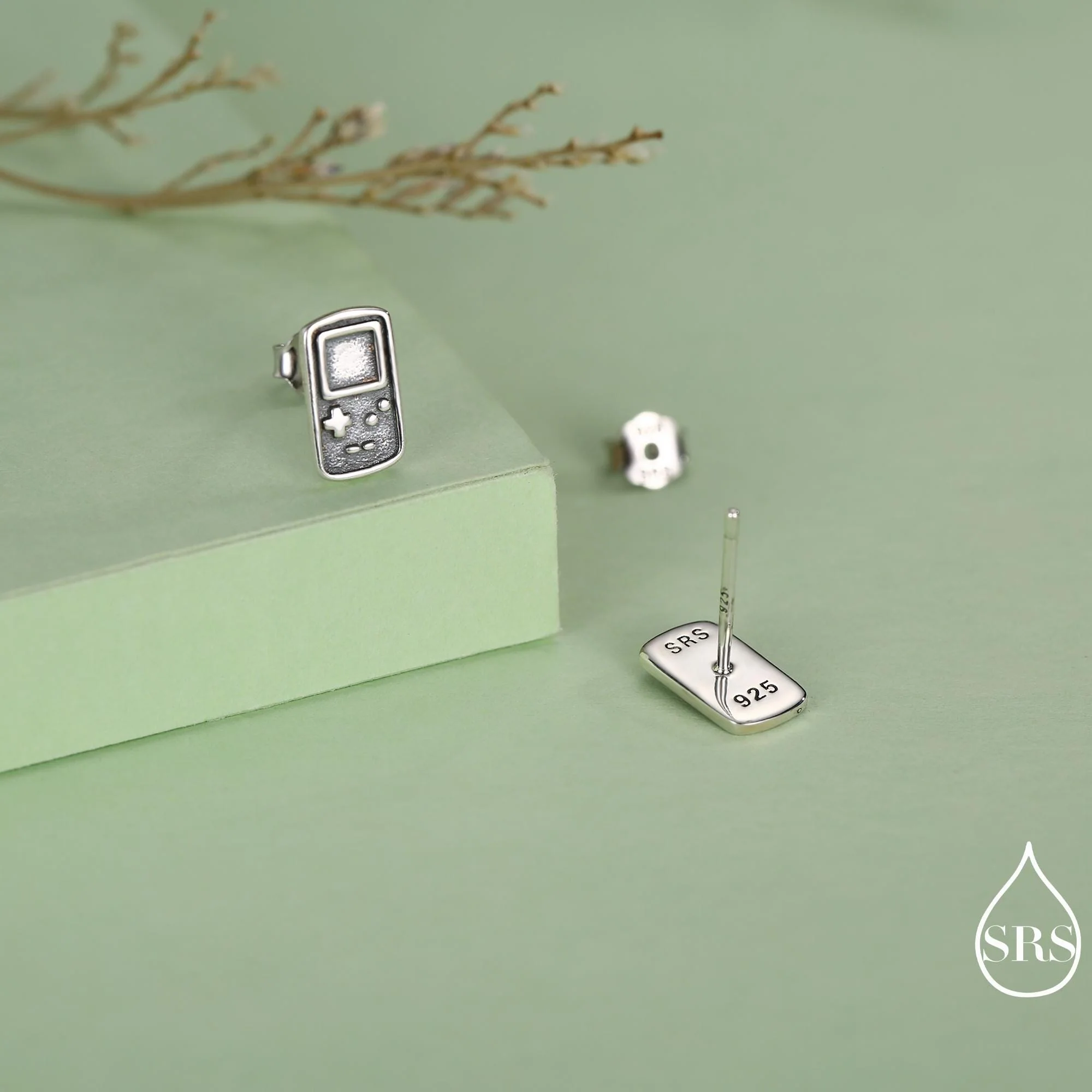 Sterling Silver Retro Game Console Stud Earrings, 90s Nostalgic Jewellery, Silver, Gold or Rose Gold Finish - Image 2