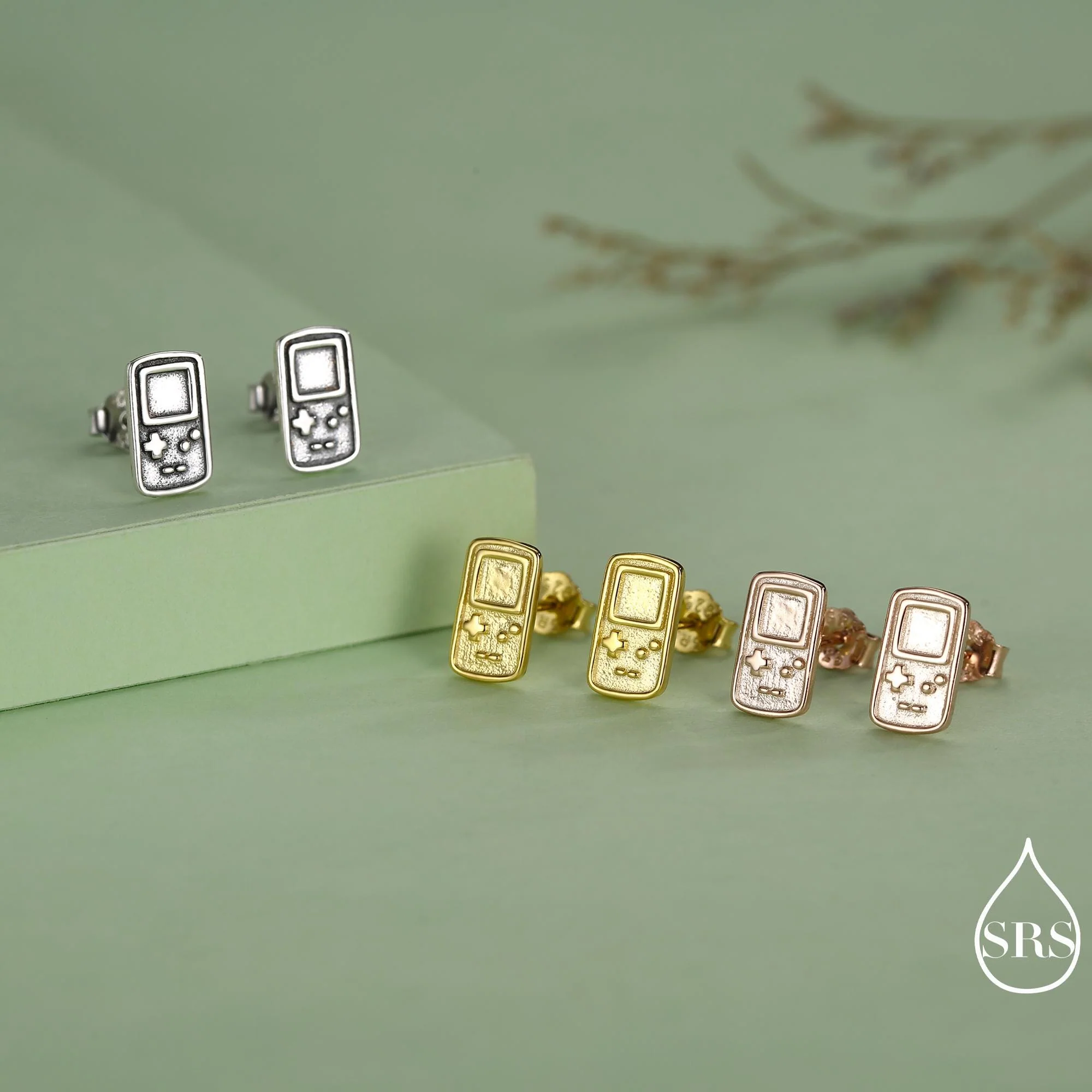 Sterling Silver Retro Game Console Stud Earrings, 90s Nostalgic Jewellery, Silver, Gold or Rose Gold Finish - Image 3