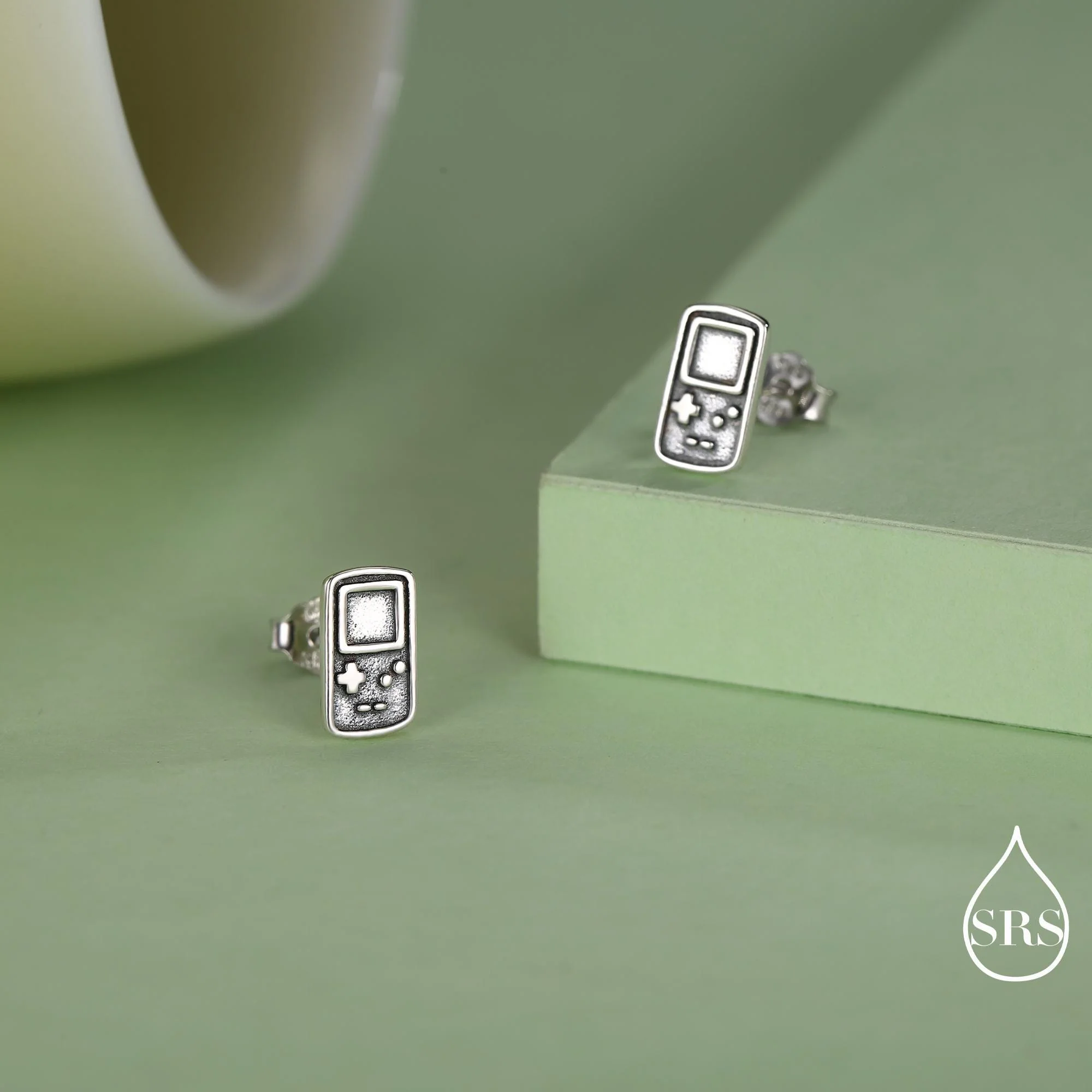 Sterling Silver Retro Game Console Stud Earrings, 90s Nostalgic Jewellery, Silver, Gold or Rose Gold Finish - Image 4
