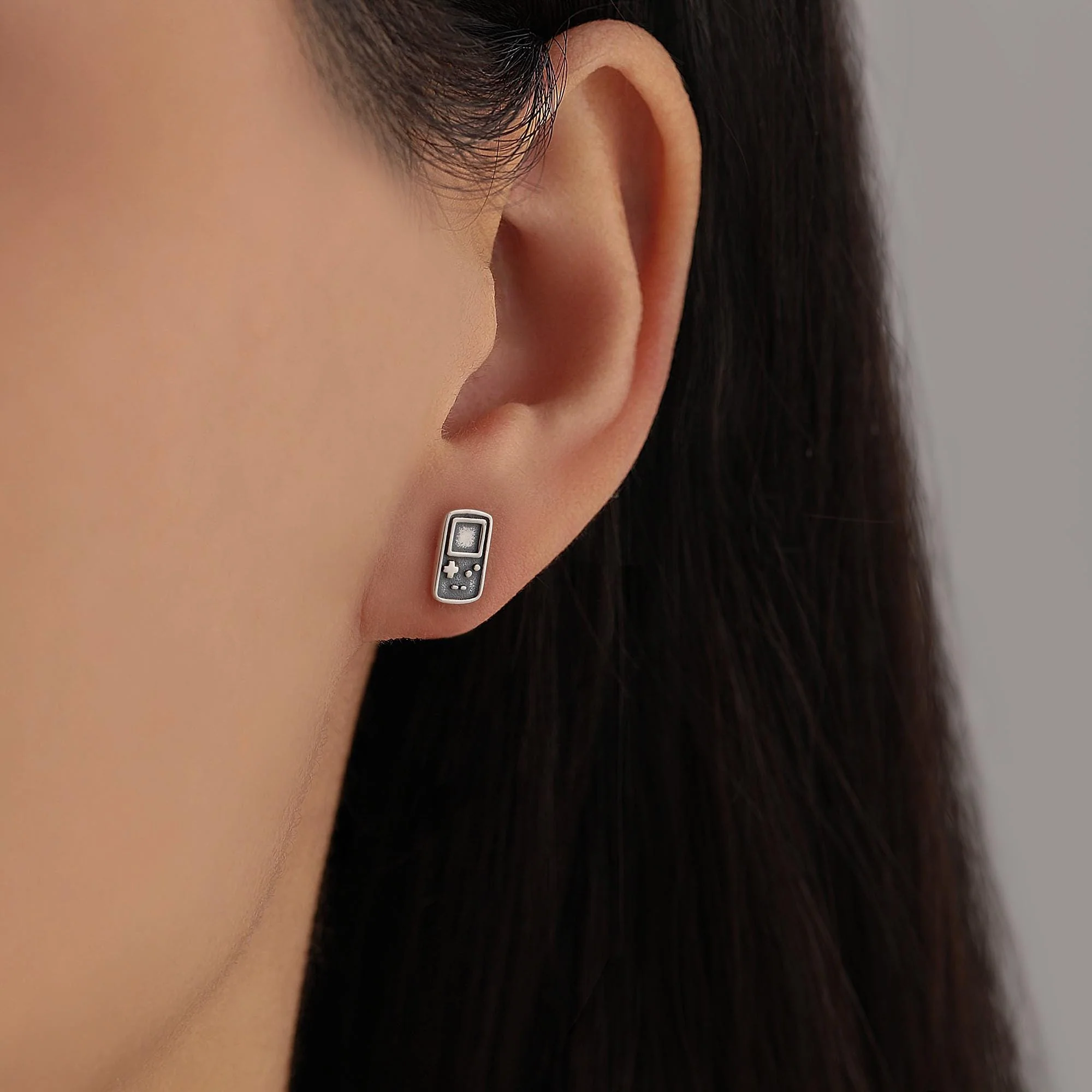 Sterling Silver Retro Game Console Stud Earrings, 90s Nostalgic Jewellery, Silver, Gold or Rose Gold Finish - Image 7