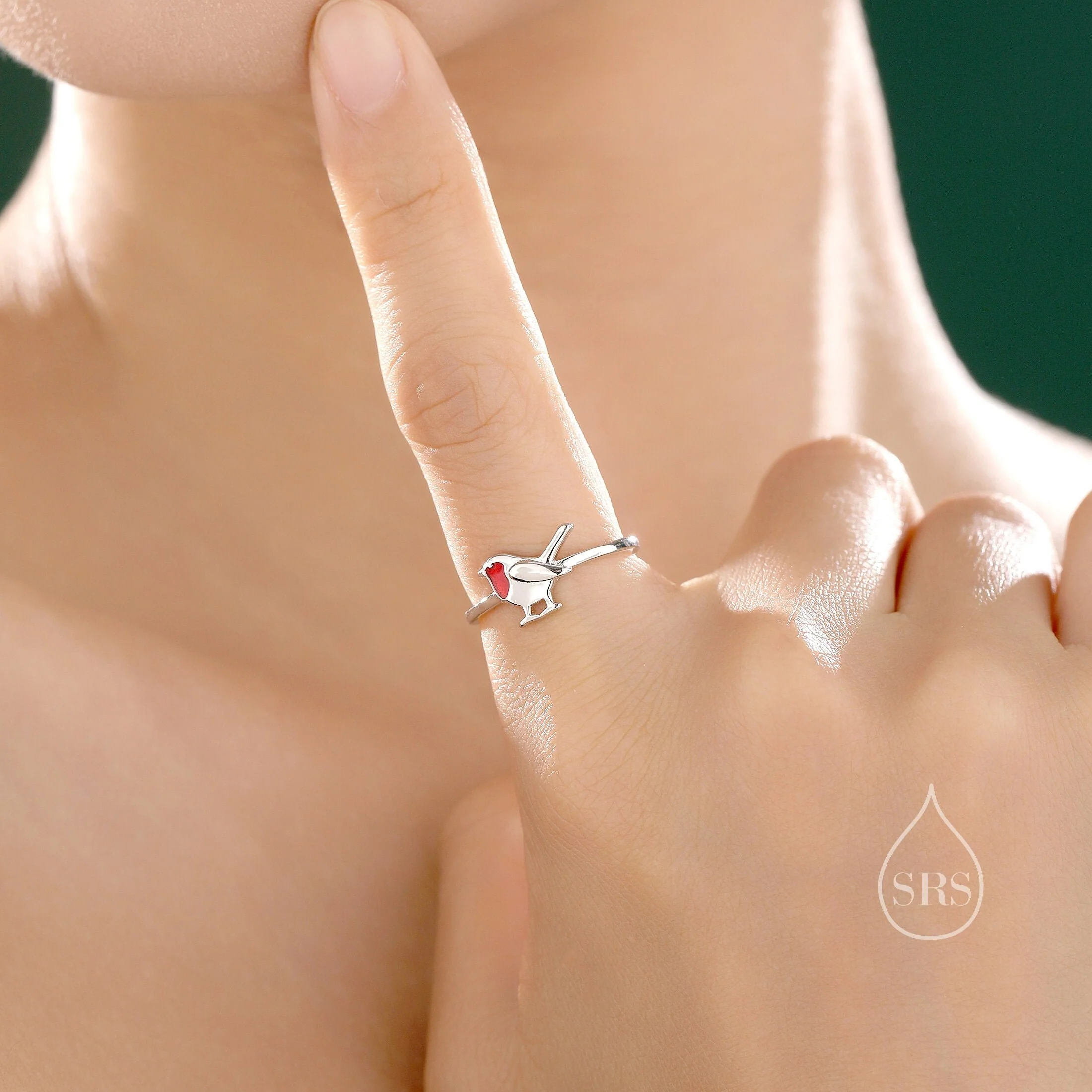 Sterling Silver Robin Bird Ring, Adjustable Size, Cute Robin Jewellery, Dainty and Delicate, Robin Ring - Image 3