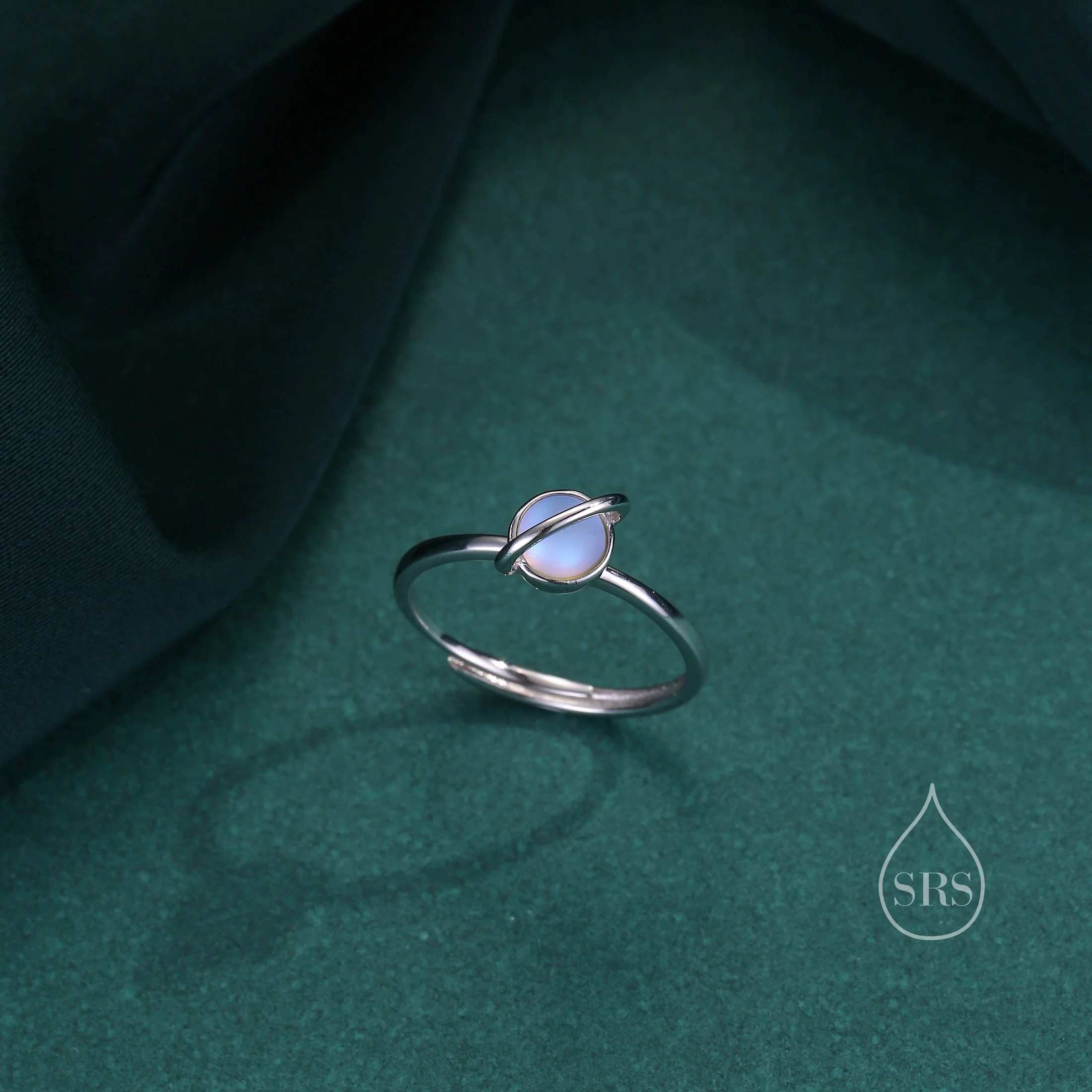 Sterling Silver Rotatable Planet Ring, Fidget Ring, Adjustable Size Pinwheel Ring, Rotatable Ring, Dainty and Delicate - Image 3