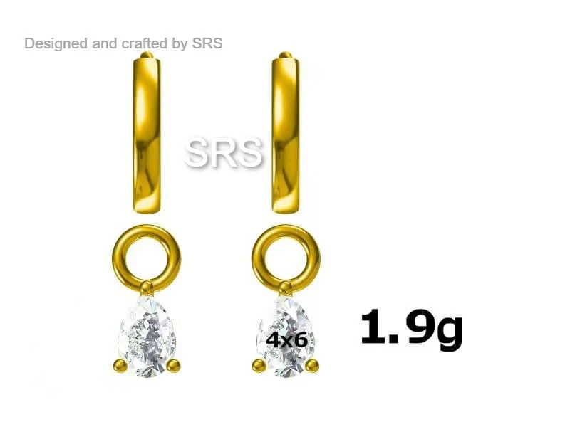 Sterling Silver Ruby Red CZ Droplet Hoop Earrings, Silver, Gold or Rose Gold, Pear Cut Drop Earrings, Interchangeable Charms, July - Image 9