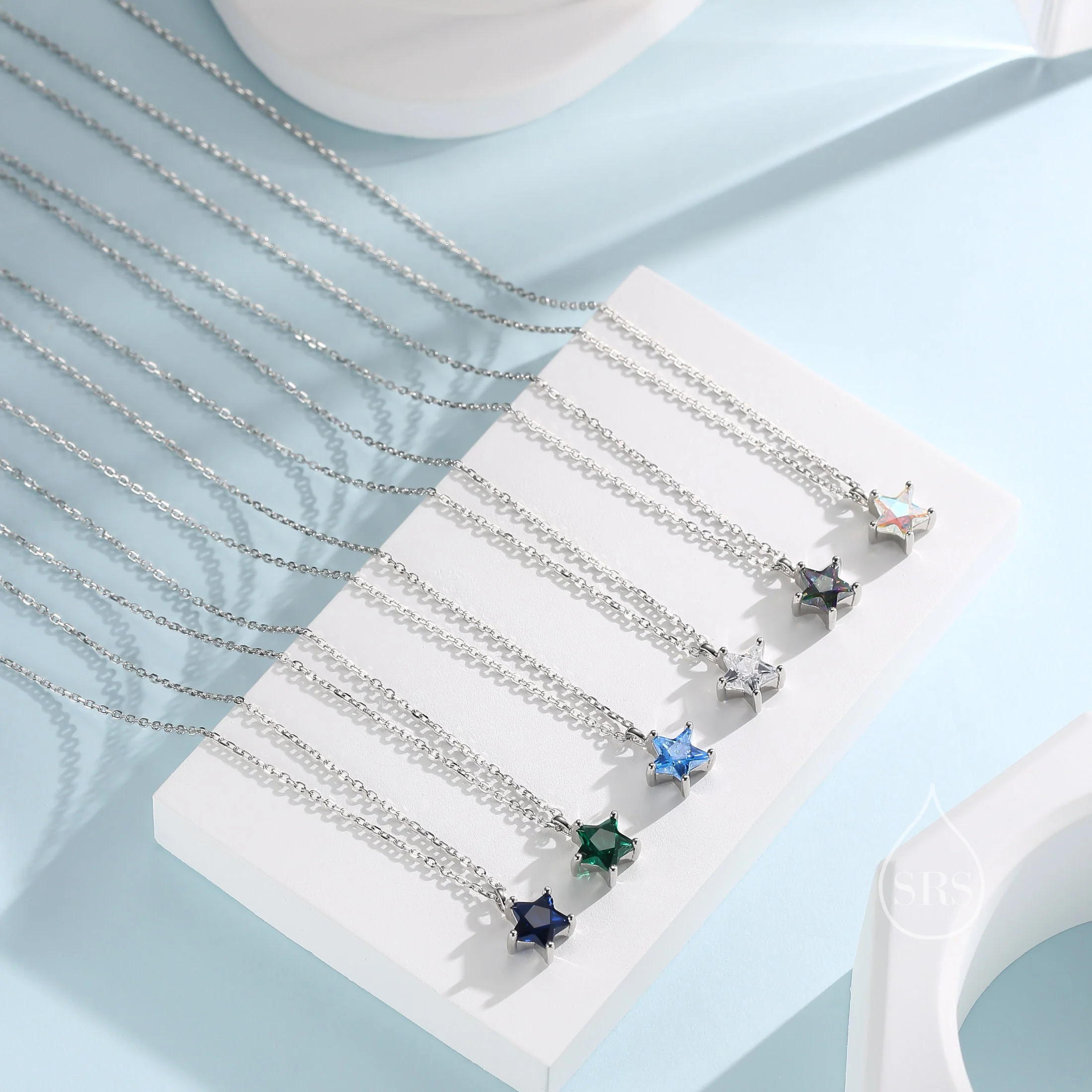 Sterling Silver Sapphire Blue CZ Star Pendant Necklace, Silver or Gold, Blue Star Necklace - Image 8