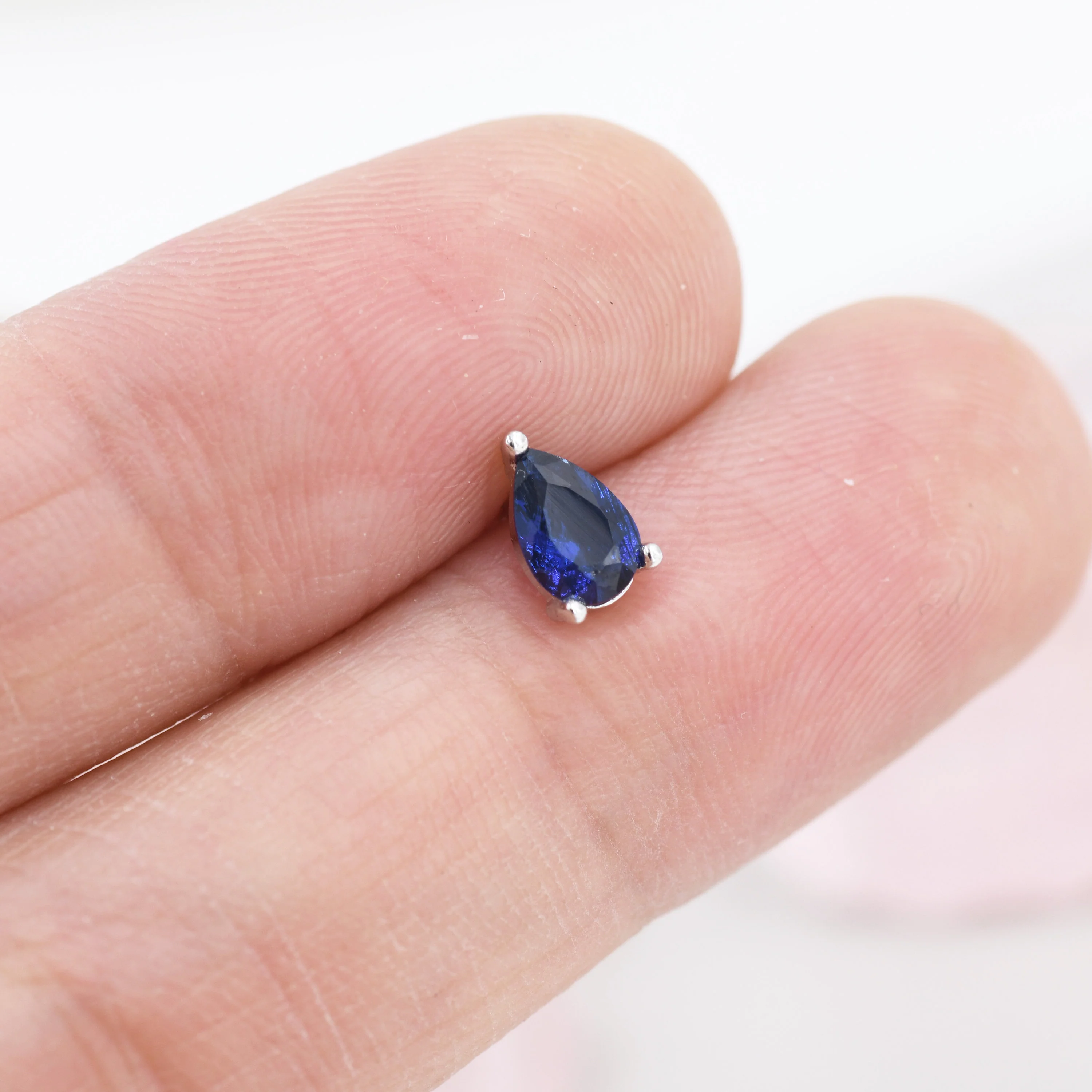 Sterling Silver Sapphire Blue Droplet Earrings, Pear Cut Sapphire Earrings, September Birthstone CZ Earrings, Silver, Gold or Rose Gold - Image 8