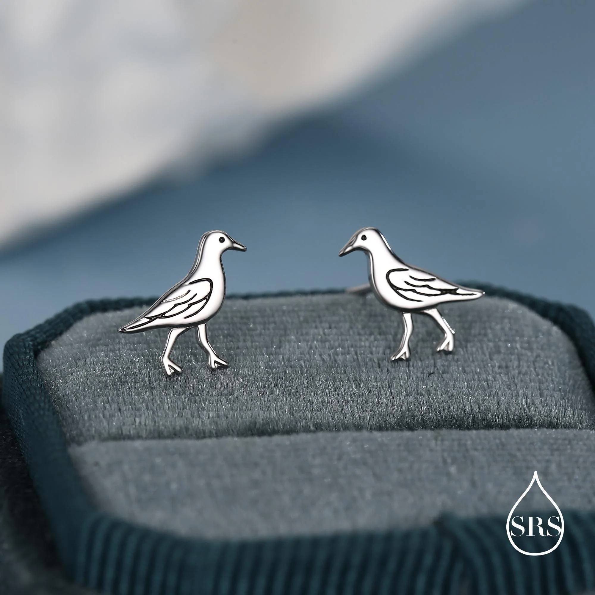 Sterling Silver Seagull Bird Stud Earrings