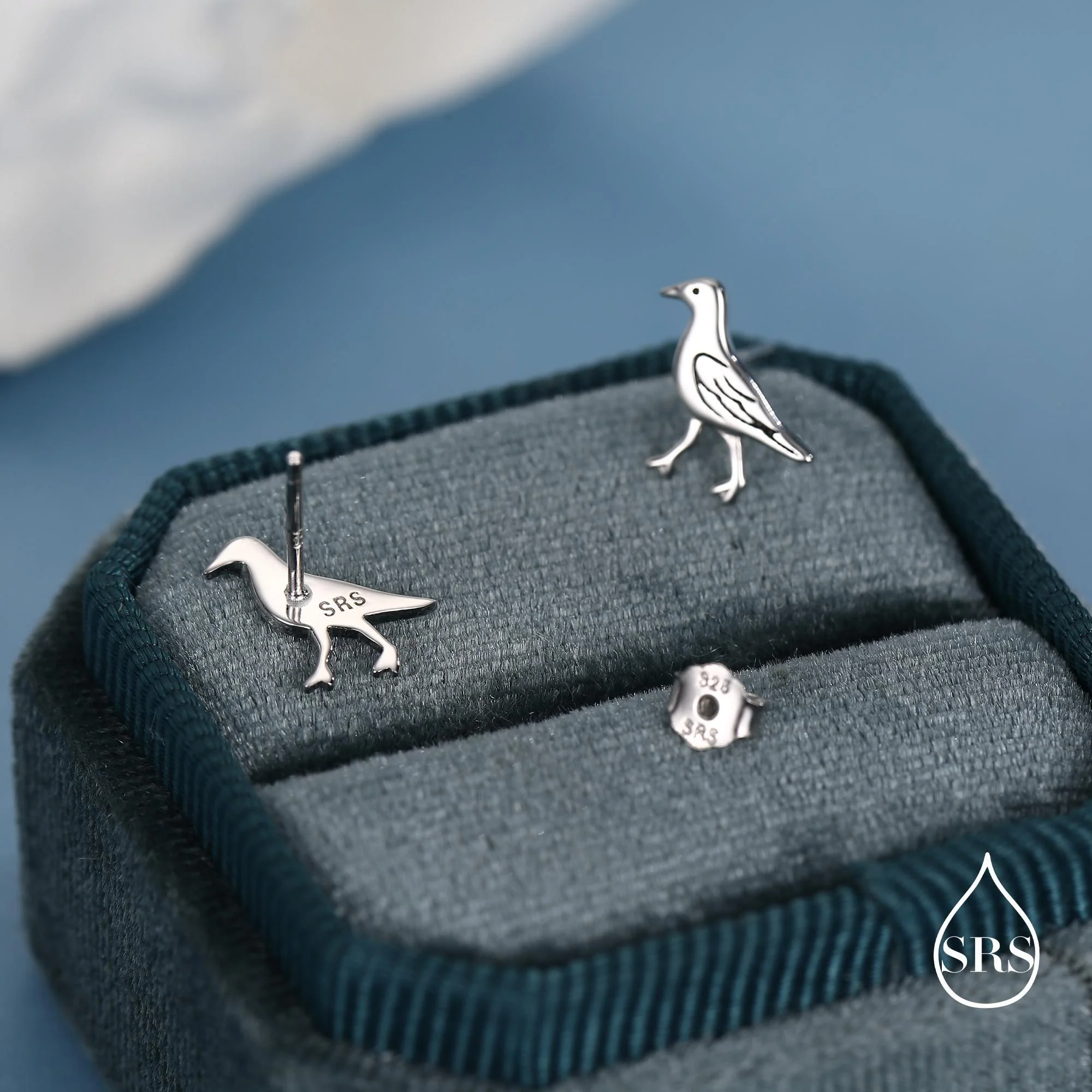 Sterling Silver Seagull Bird Stud Earrings - Image 3