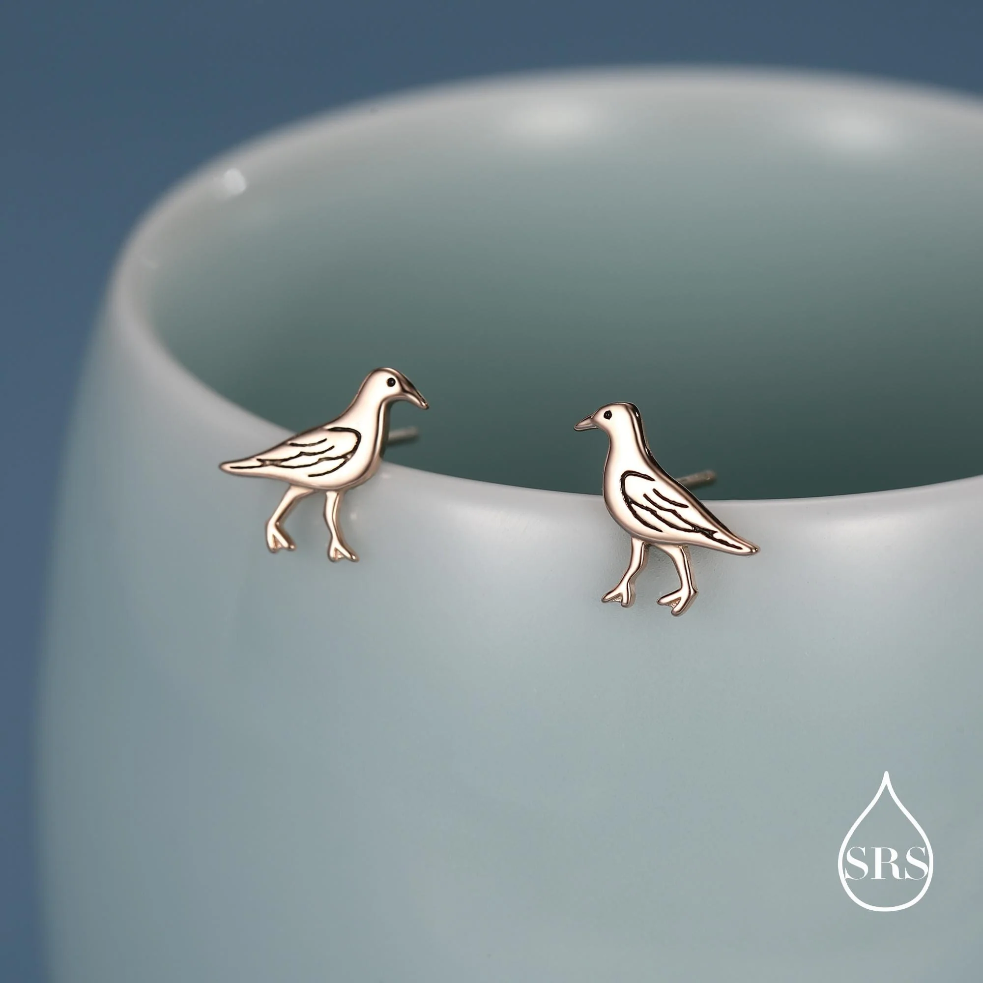 Sterling Silver Seagull Bird Stud Earrings - Image 6