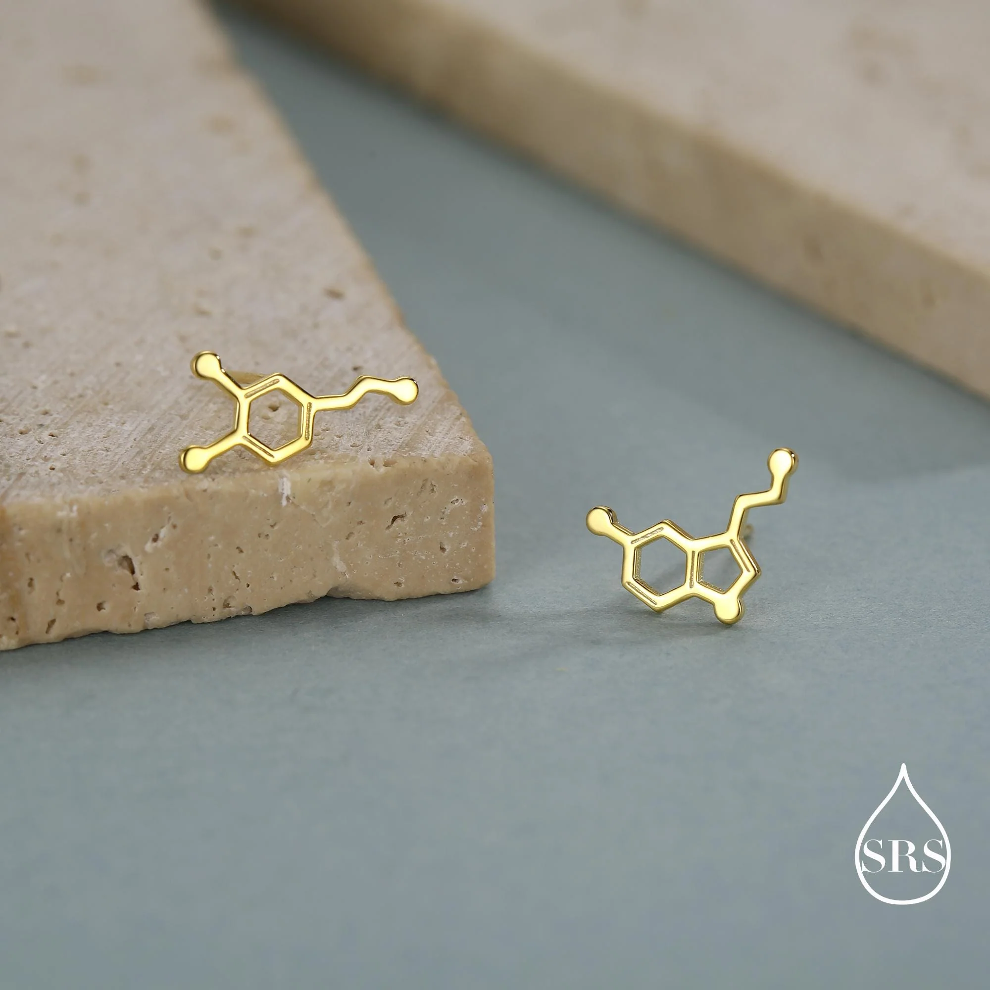Sterling Silver Serotonin and Dopamine 16G Flat Back Labret Earrings - Image 10