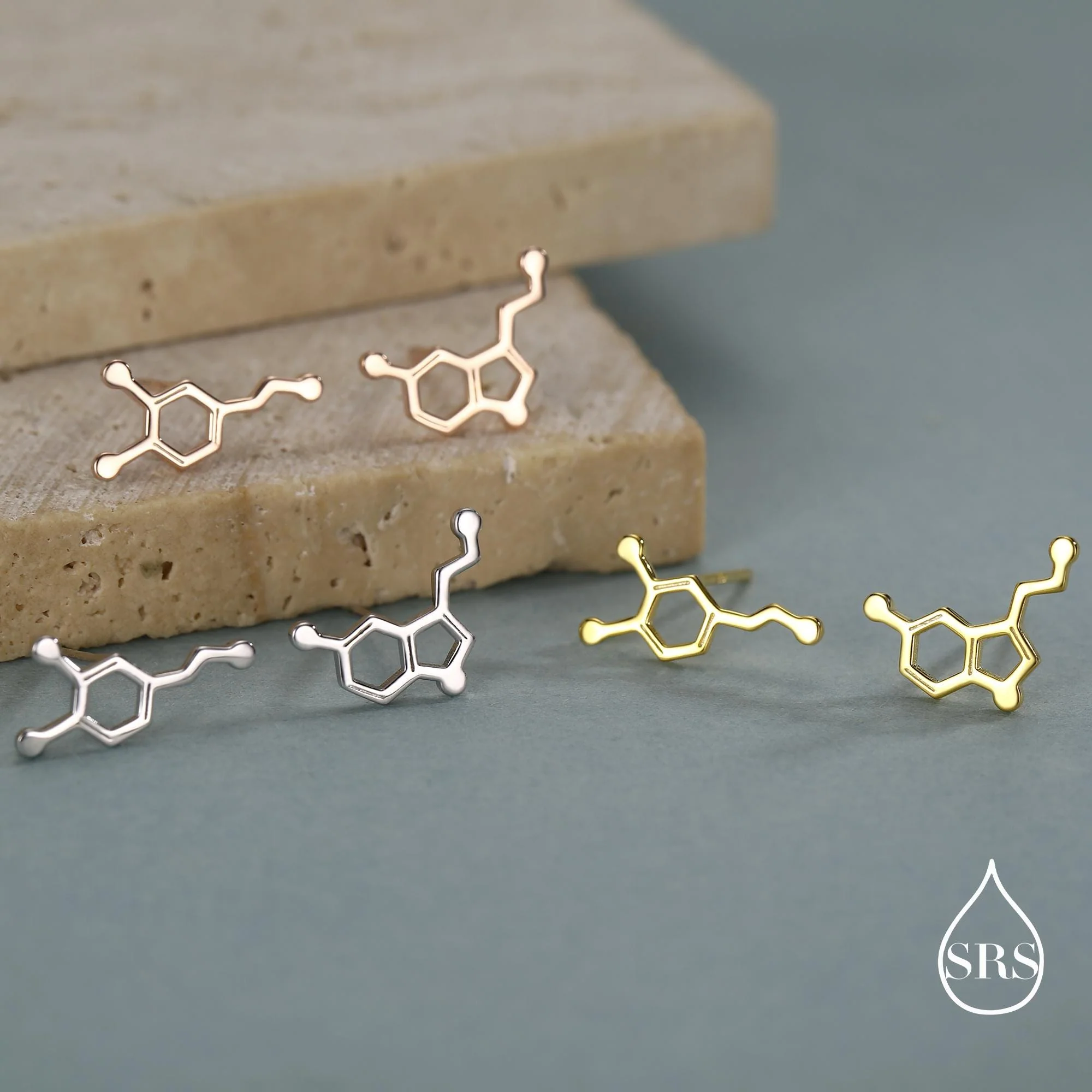 Sterling Silver Serotonin and Dopamine 16G Flat Back Labret Earrings - Image 12