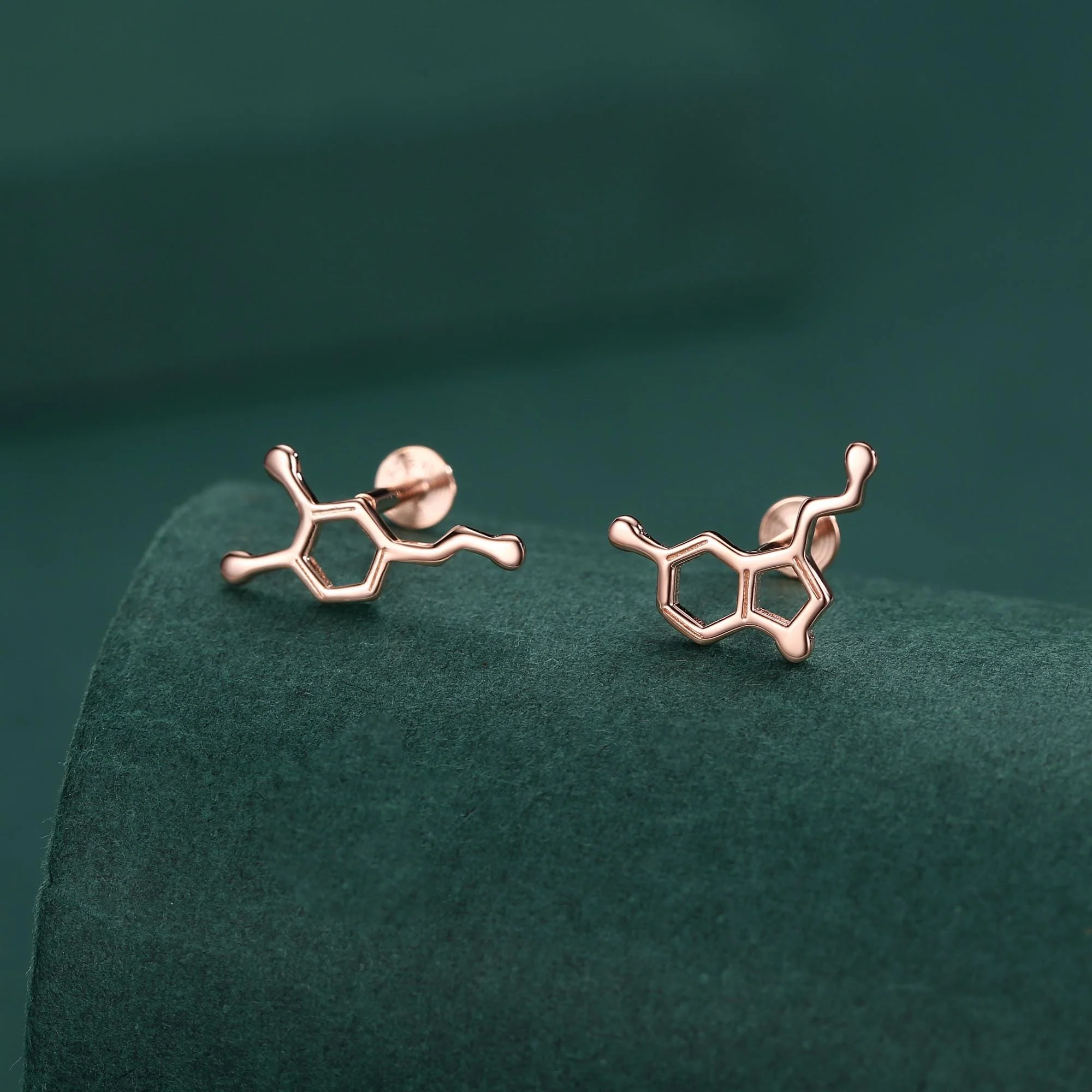 Sterling Silver Serotonin and Dopamine 16G Flat Back Labret Earrings - Image 6