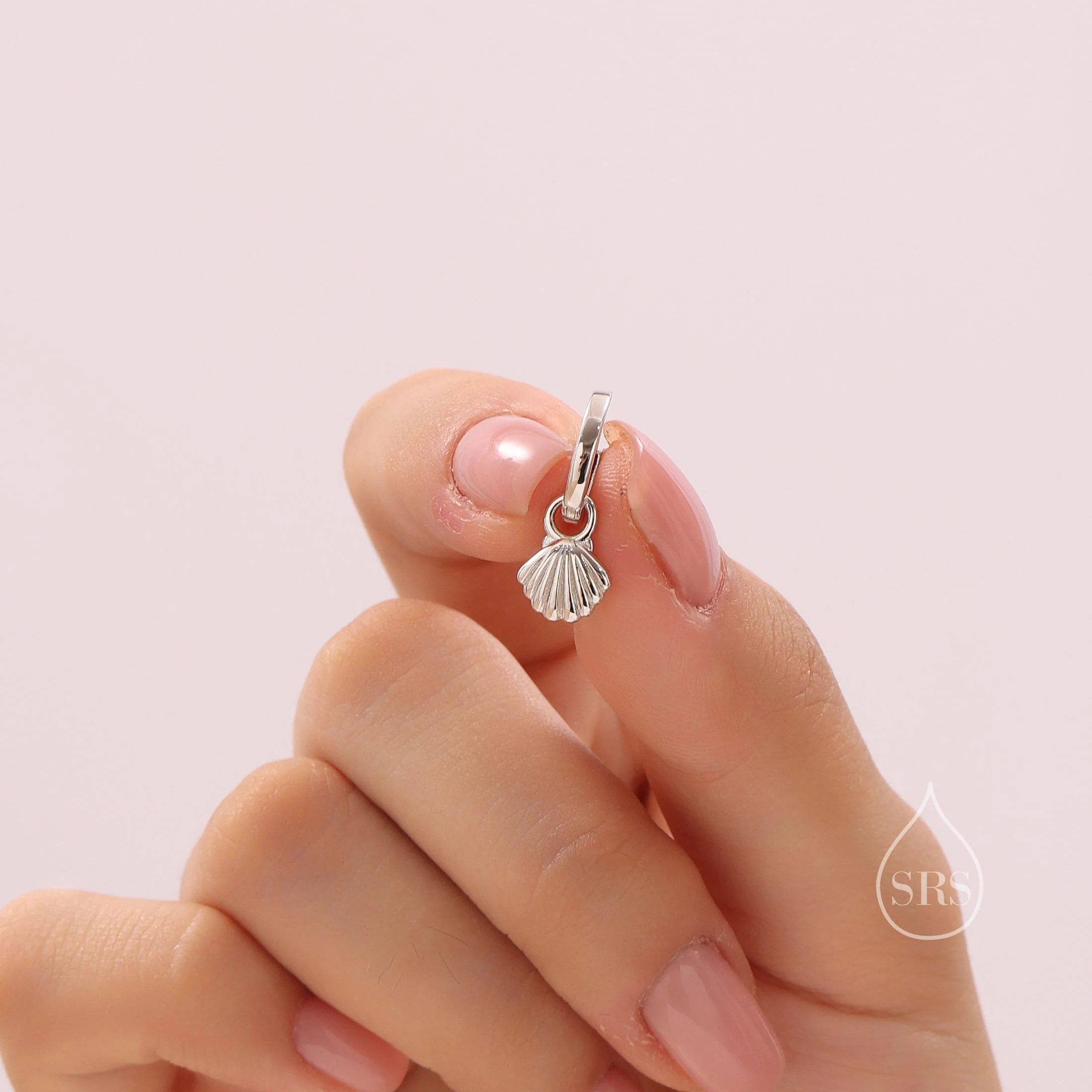 Sterling Silver Shell Huggie Hoops, Silver, Gold or Rose Gold, Detachable Cute Shell Hoop Earrings, - Image 3