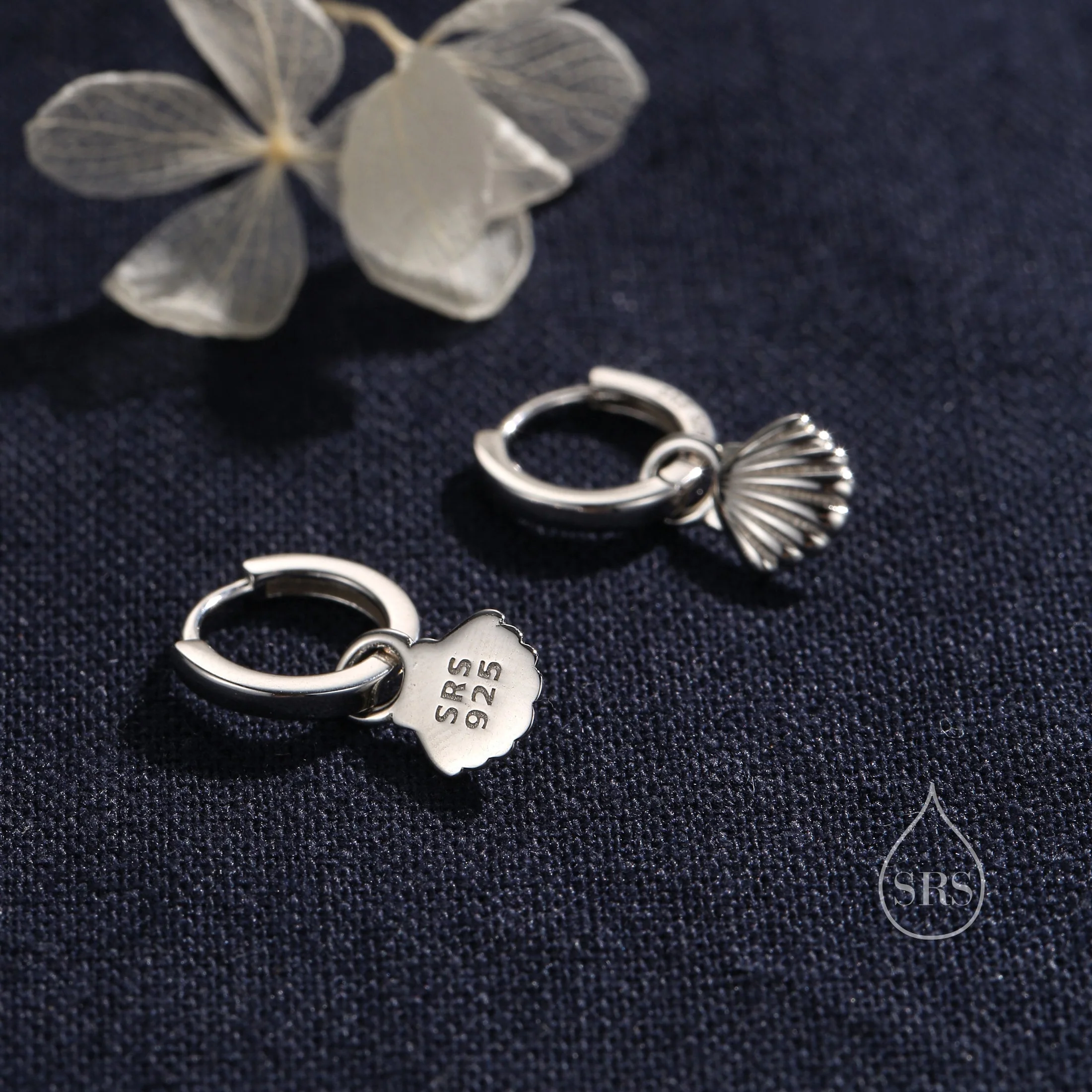 Sterling Silver Shell Huggie Hoops, Silver, Gold or Rose Gold, Detachable Cute Shell Hoop Earrings, - Image 7
