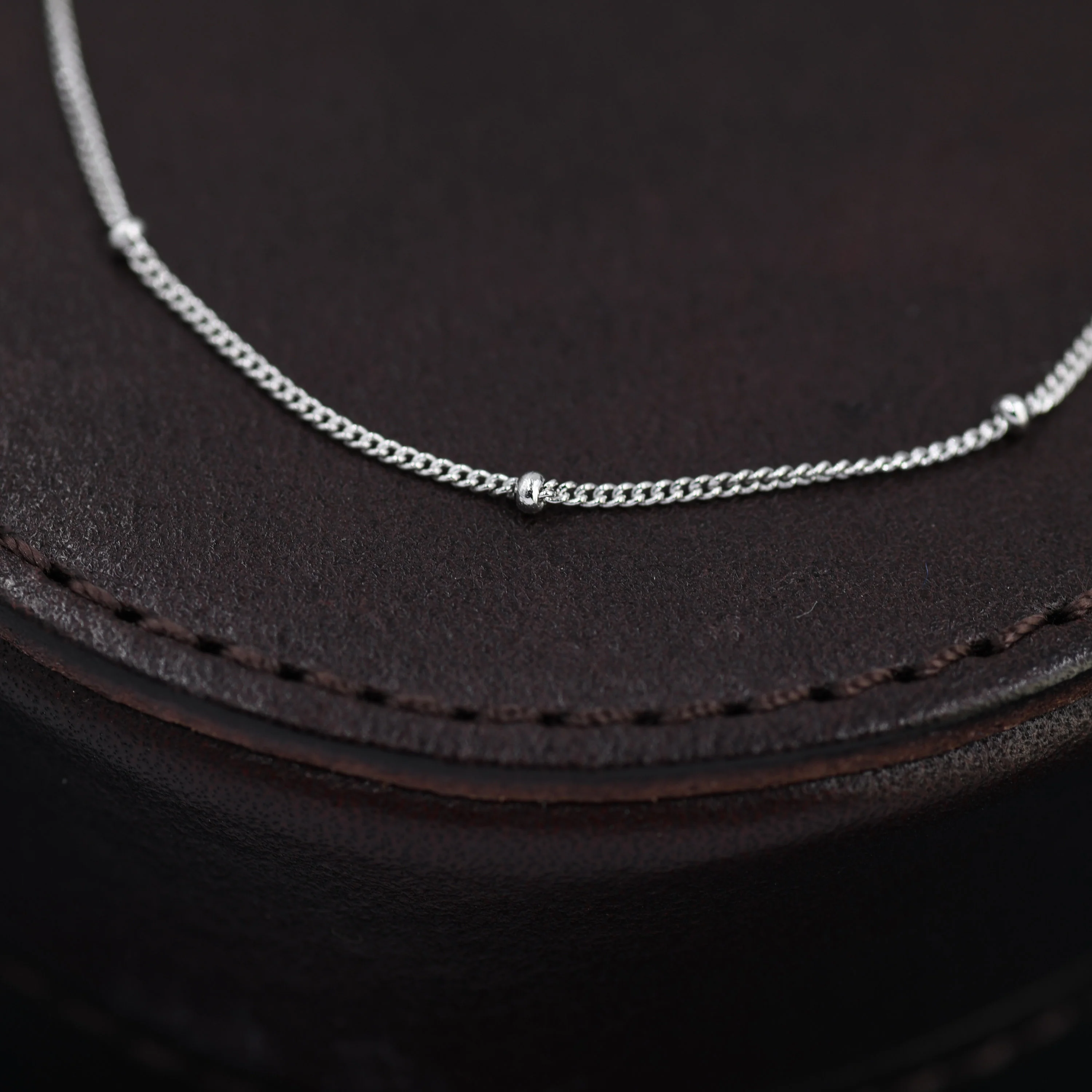 Skinny Satellite Chain Bracelet/Anklet in Sterling Silver in Sterling Silver, Silver or Gold, Single Layer Bracelet, Minimalist Bracelet - Image 6