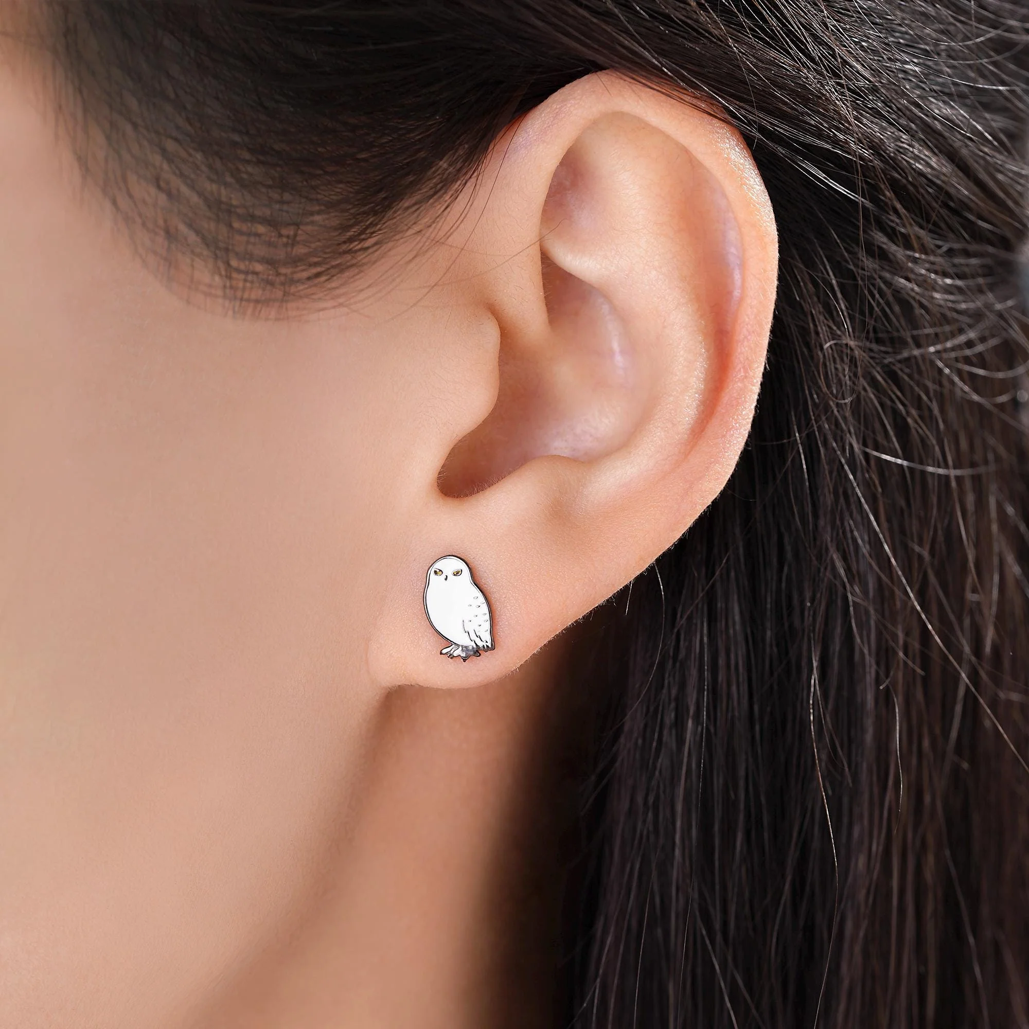 Sterling Silver Snowy Owl Bird Stud Earrings, Black Rhodium Coated Owl Bird Earrings, Nature Inspired Animal Earrings, Owl Stud - Image 7