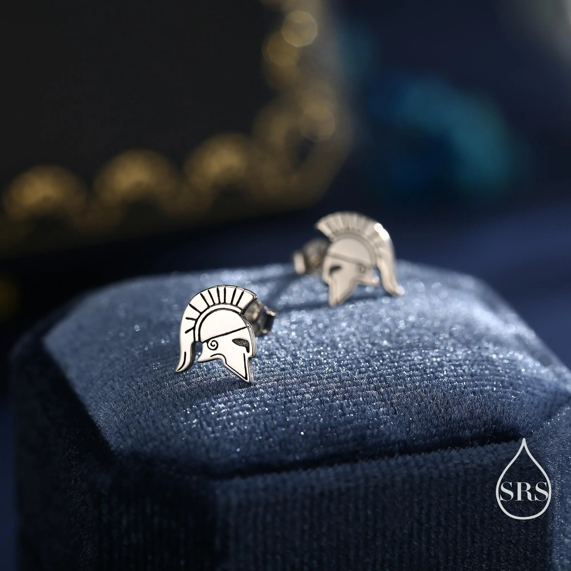 Sterling Silver Spartan Helmet Stud Earrings, Silver or Gold or Rose Gold, Minimalist Warrior Design, Roman Soldier Earrings - Image 4