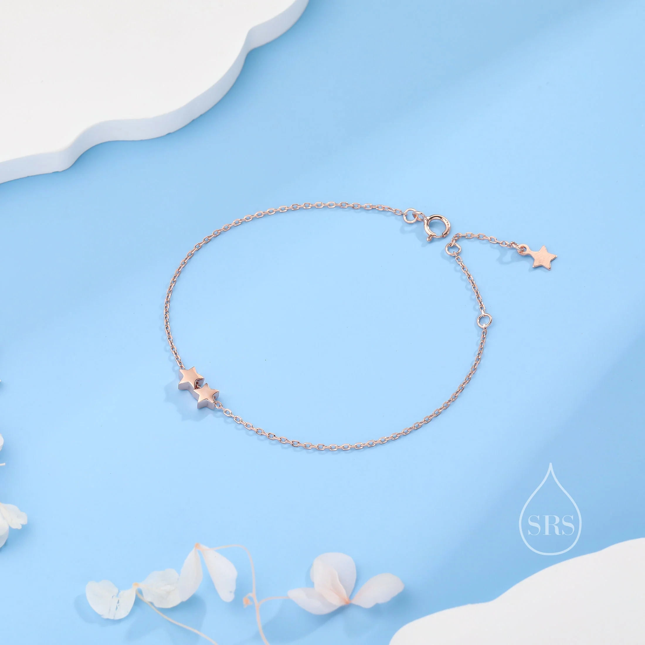 Sterling Silver Star Charm Bracelet, Choose Between Single Star up to 5 Stars, Silver or Gold or Rose Gold, Star Charm Bracelet, Celestial - Image 5