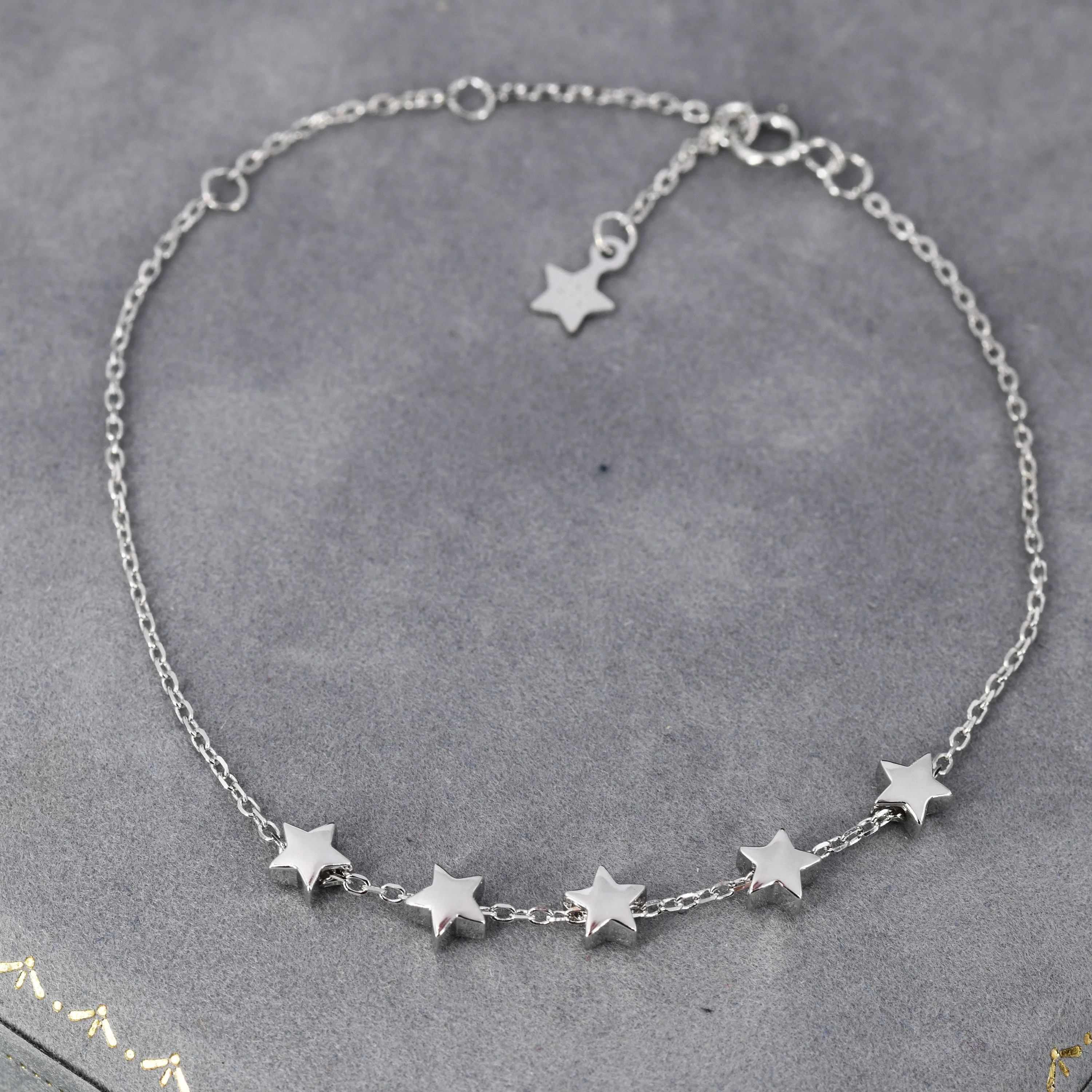Sterling Silver Star Charm Bracelet, Choose Between Single Star up to 5 Stars, Silver or Gold or Rose Gold, Star Charm Bracelet, Celestial - Image 9