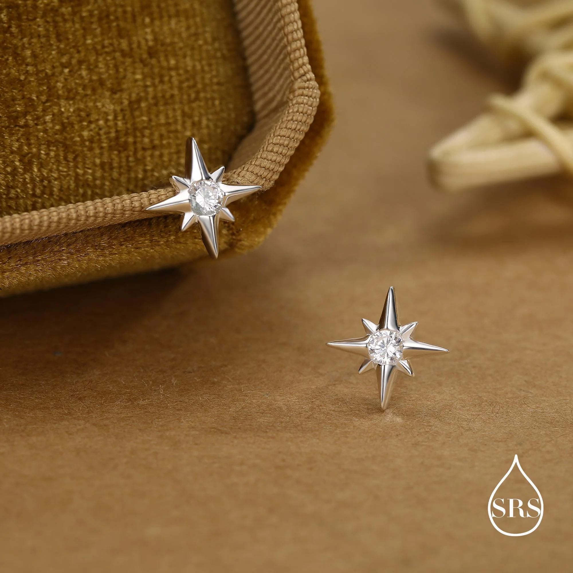 Sterling Silver Starburst CZ Stud Earrings - Image 4